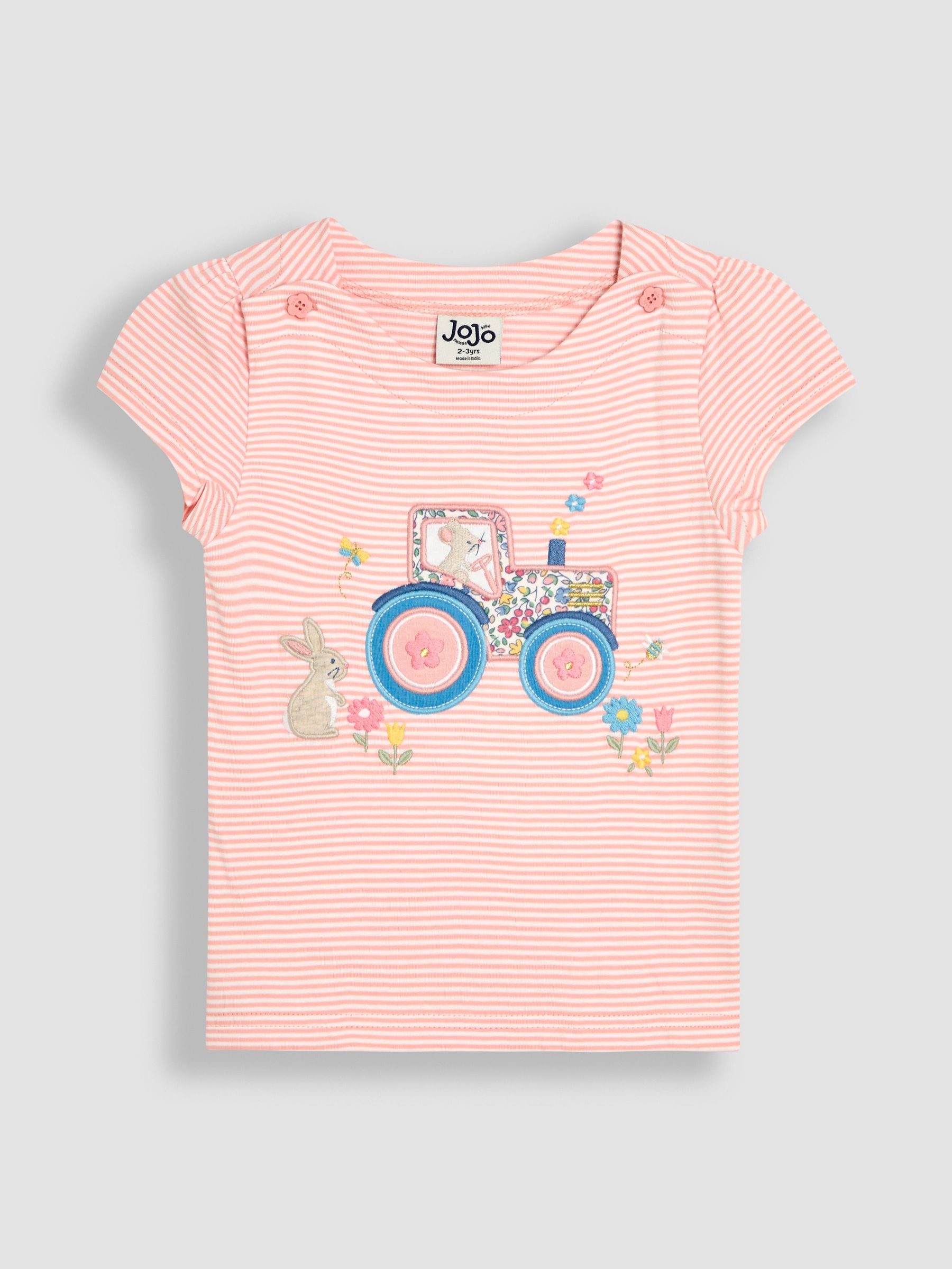 Pink Bunny On Tractor Print Appliqué 100% Cotton T-Shirt (AU5788) | £16 - £19