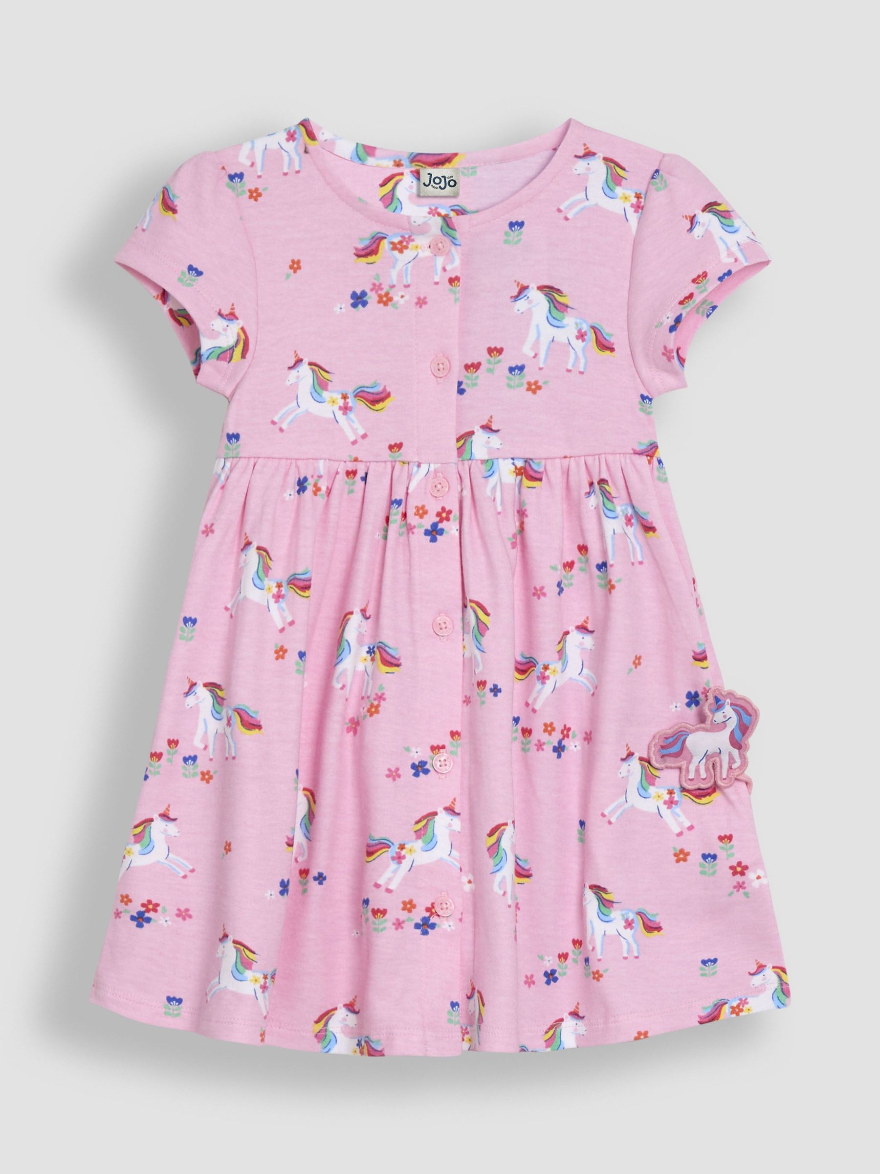 Pink Unicorn Button Through Dress (AU5804) | £22 - £25