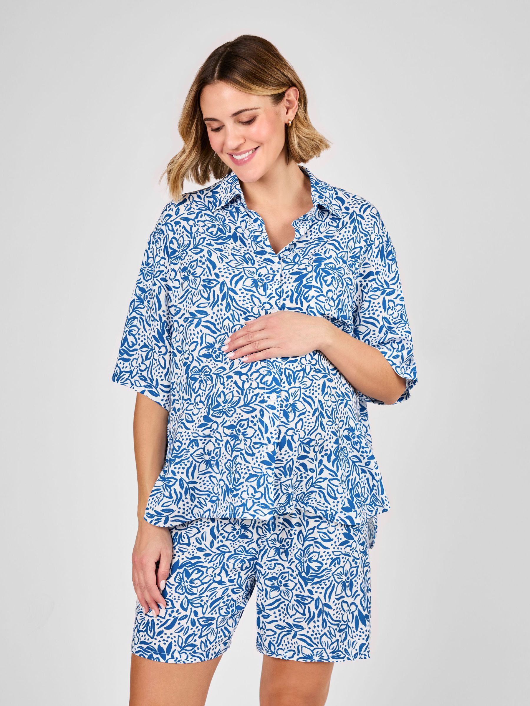 Cream Maternity Floral Patterned Shirt (AU6257) | £36