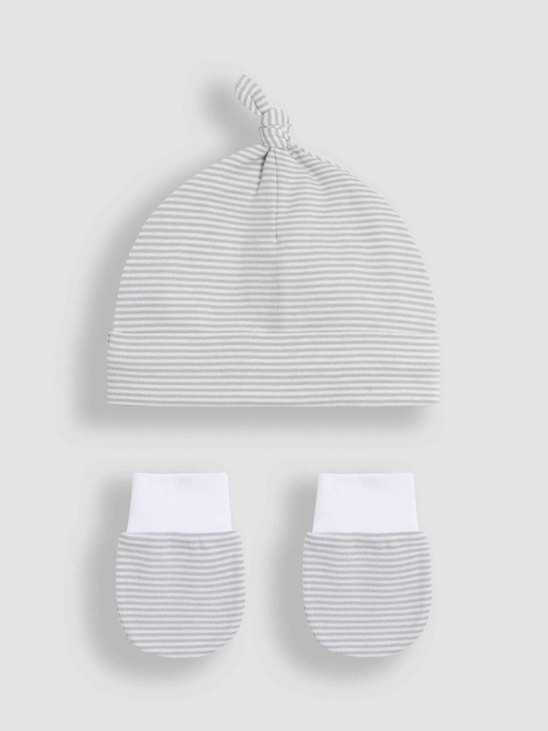 Grey 2 Piece Baby 100% Cotton Hat and Mittens Set (AU6269) | £9.50