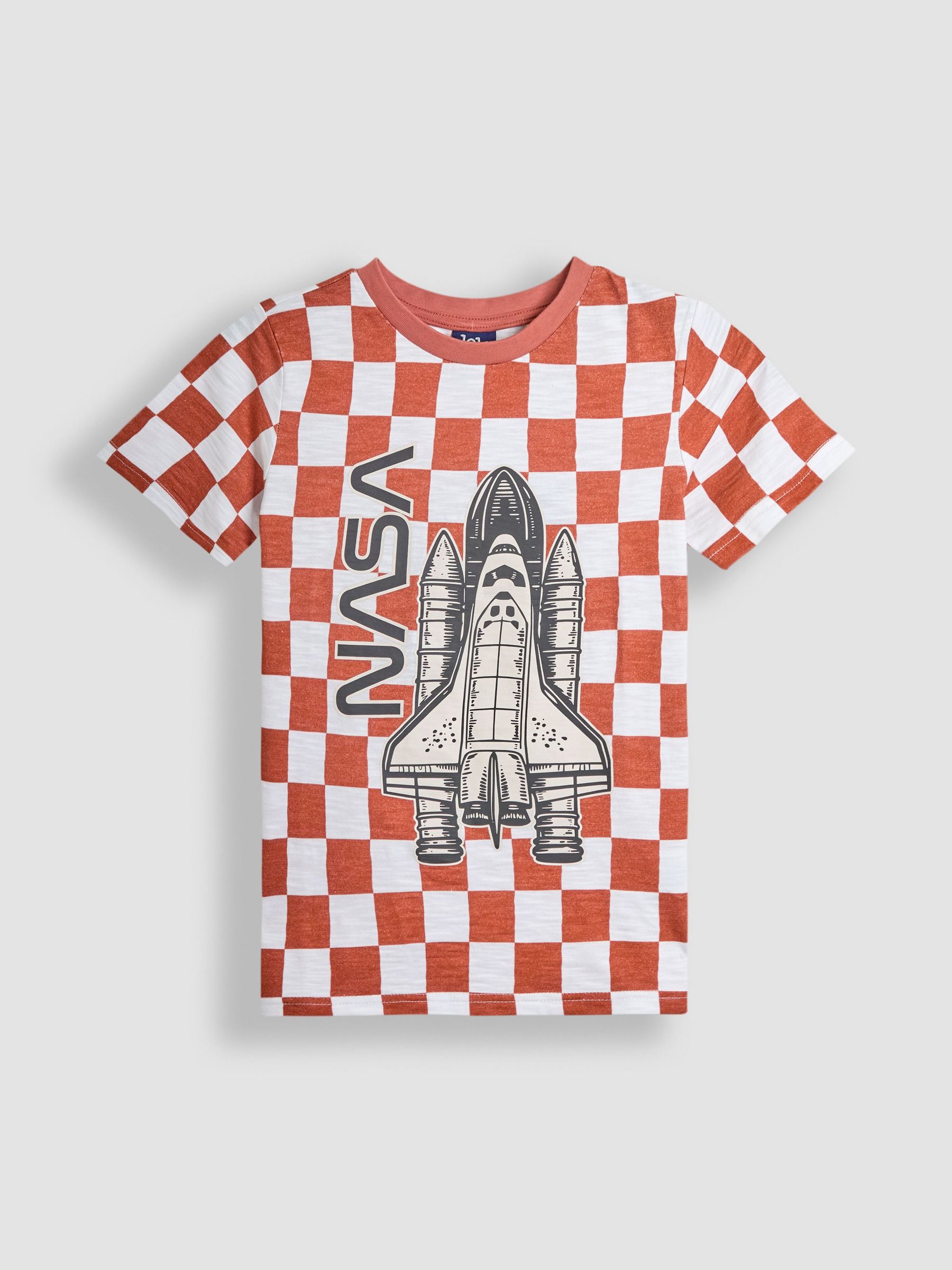 Rust Nasa Graphic Print Checkerboard T-Shirt (AU6318) | £15 - £16