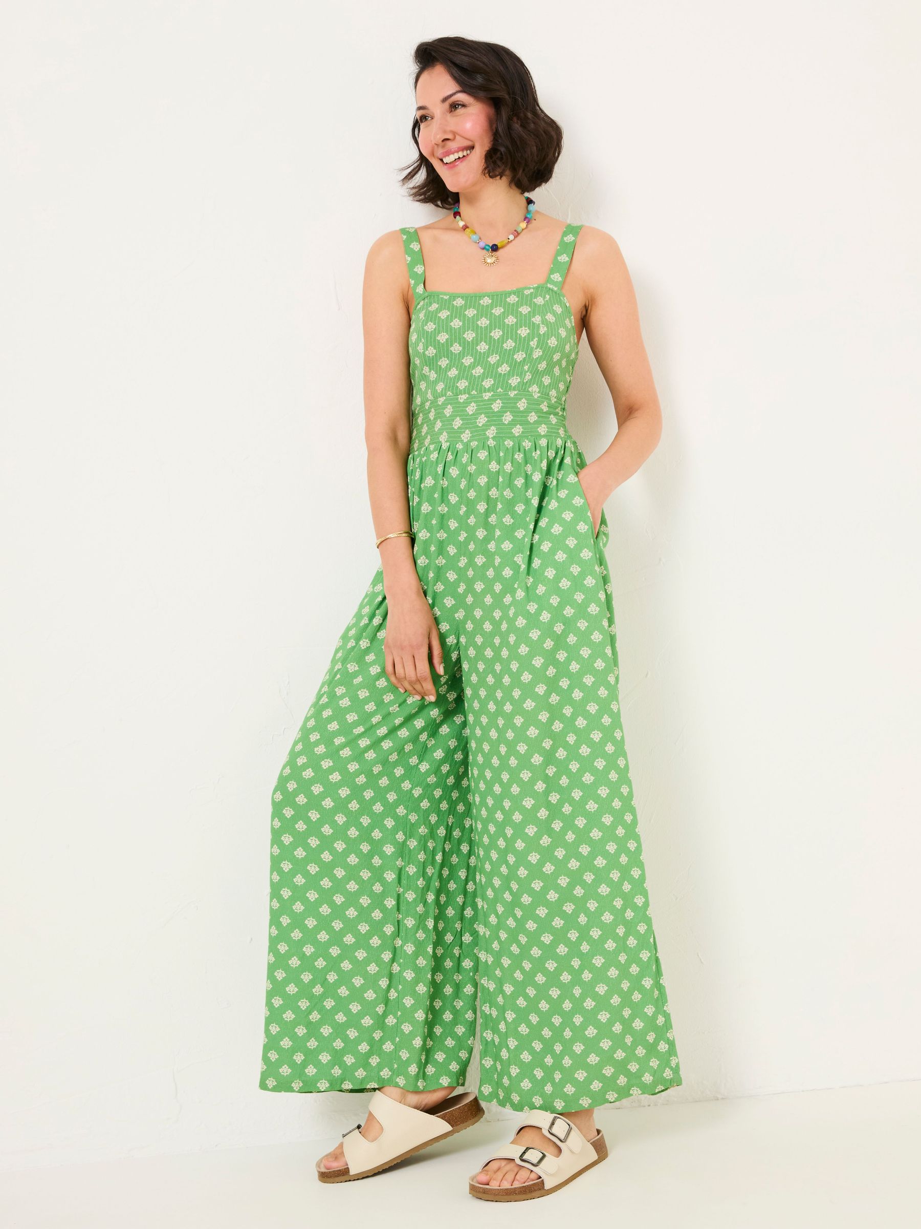 Ruby Mid Green Woodblock Ruby Jumpsuit (AU6946) | £59
