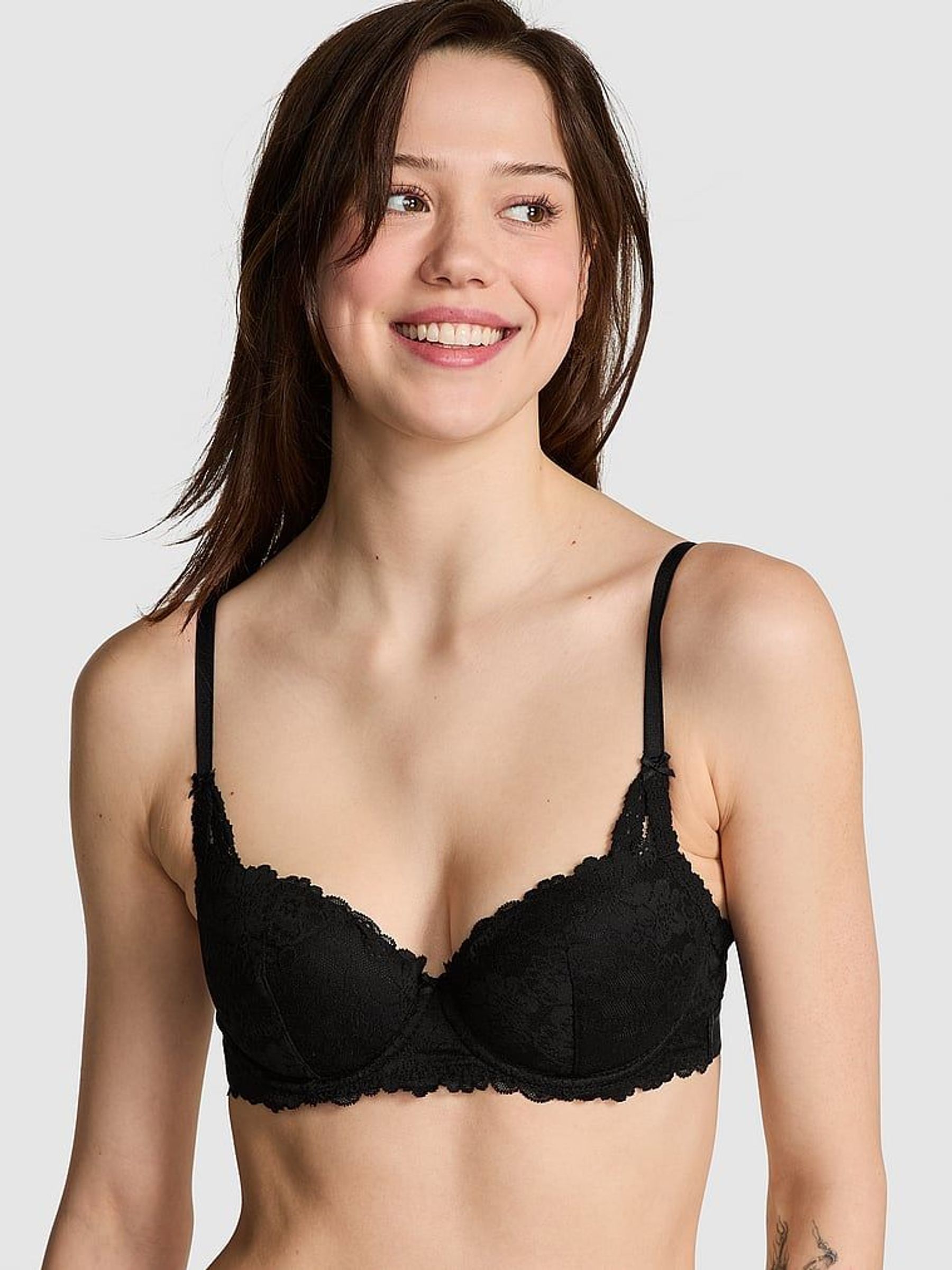 Black Lace Lightly Lined Balcony Bra (AU7389) | £35