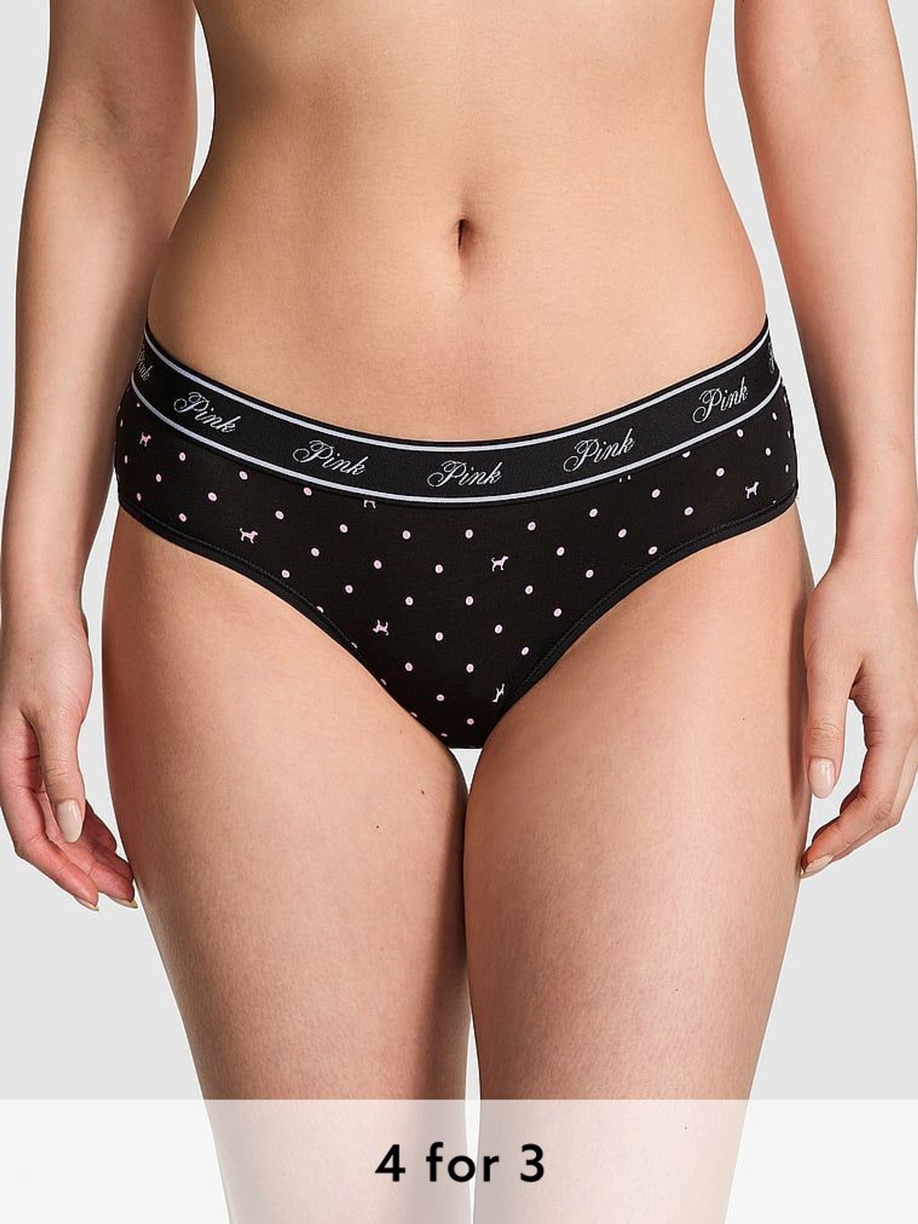 Black Dots Hipster Cotton Logo Knickers (AU7811) | £9