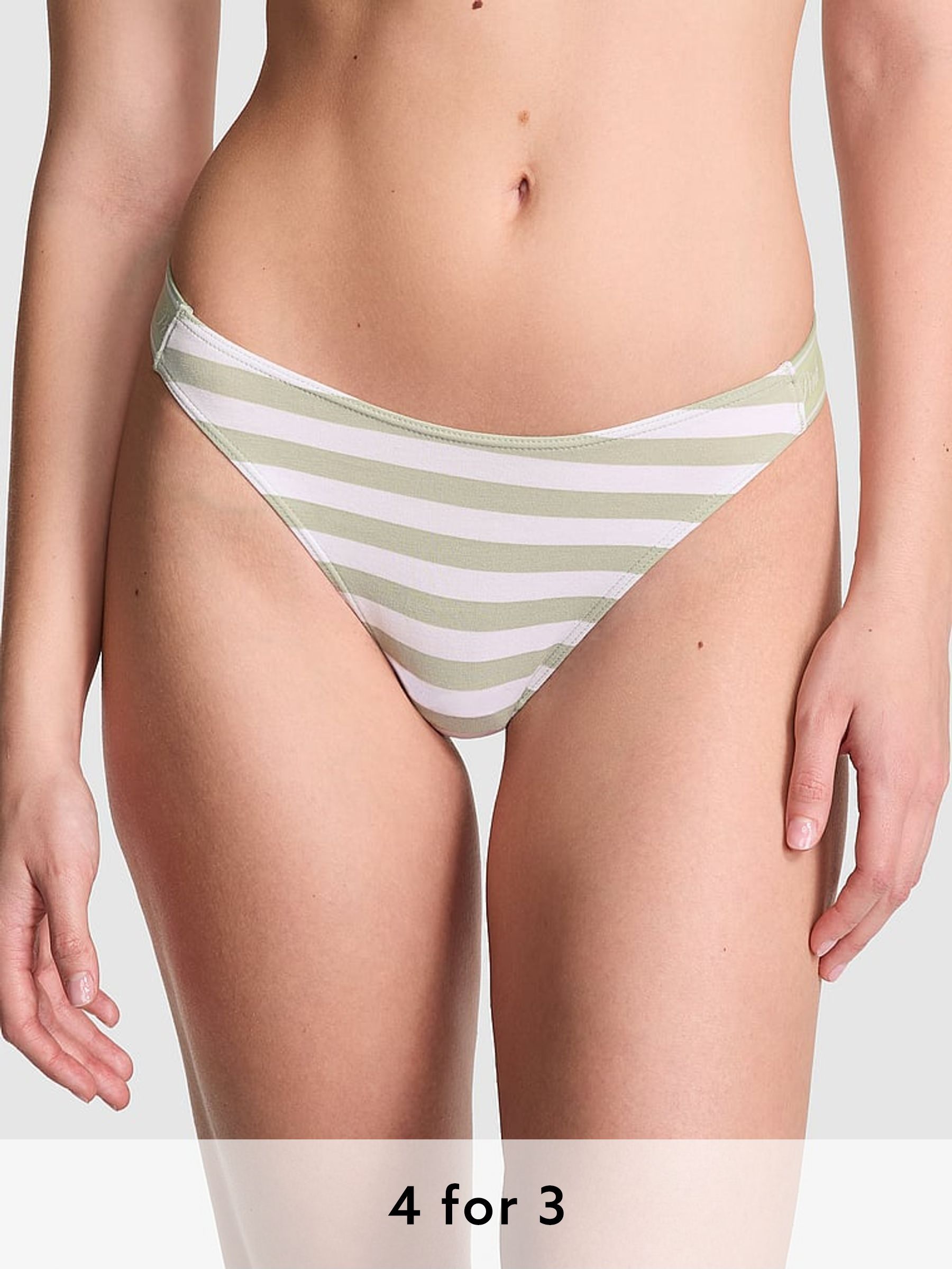 Green Garden Thong Cotton Logo Knickers (AU7812) | £9