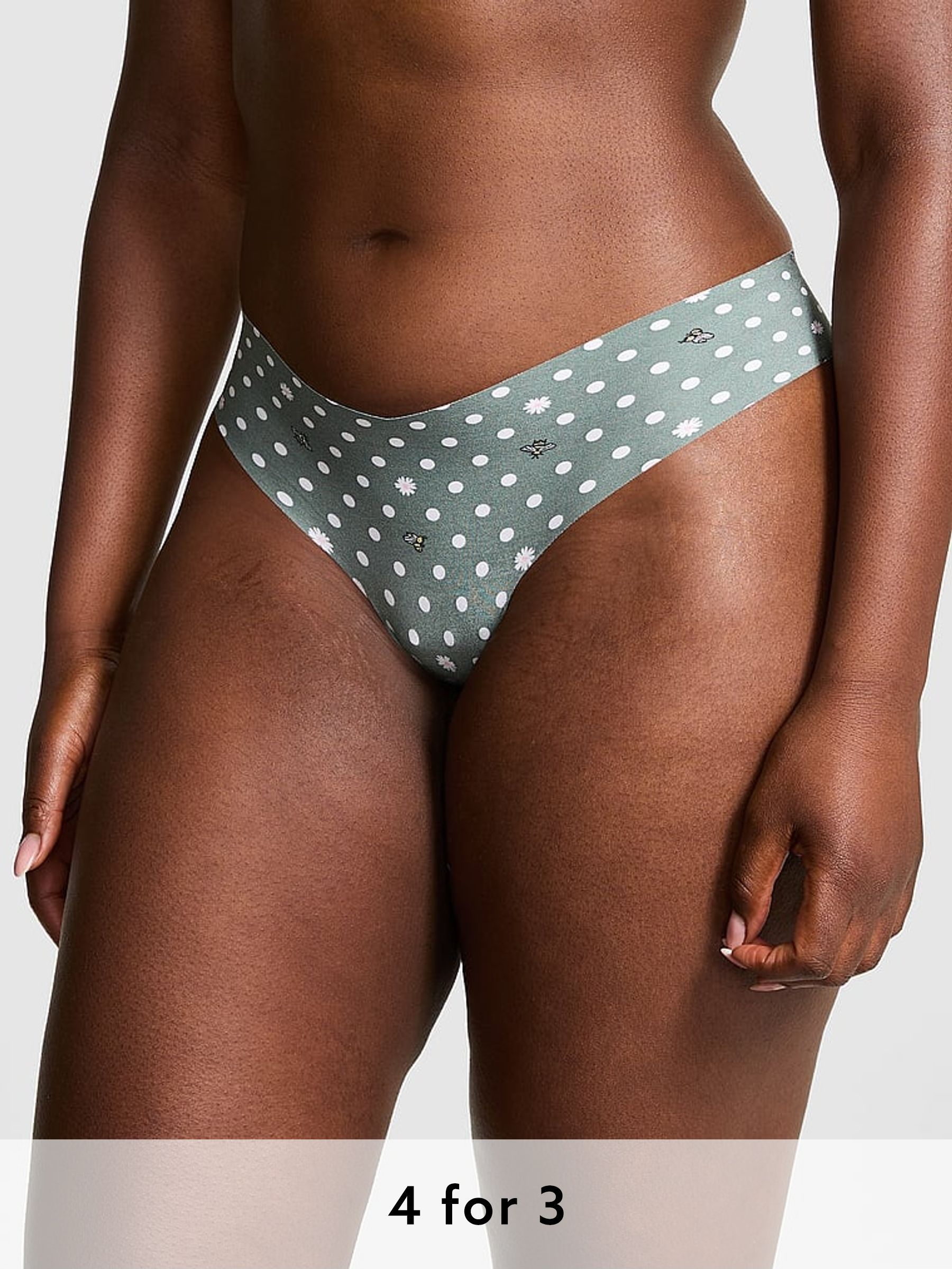 Faded Sage Green Thong Knickers (AU7850) | £9