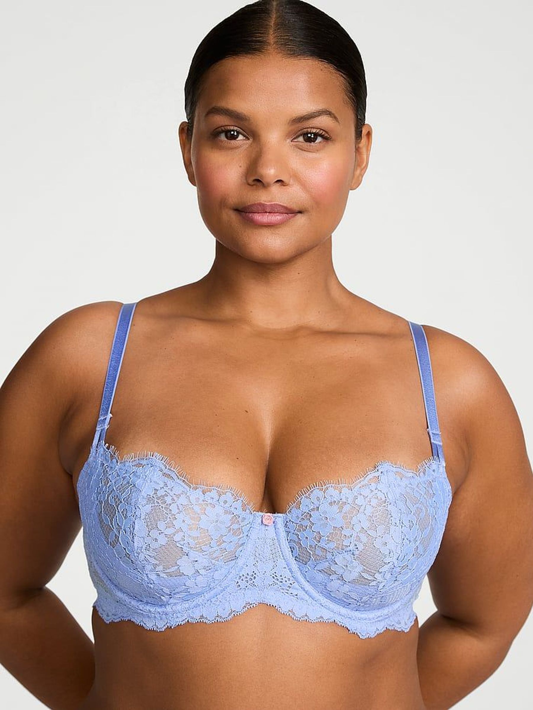 Blue Cameo Unlined Balcony Lace Bra (AU7855) | £45