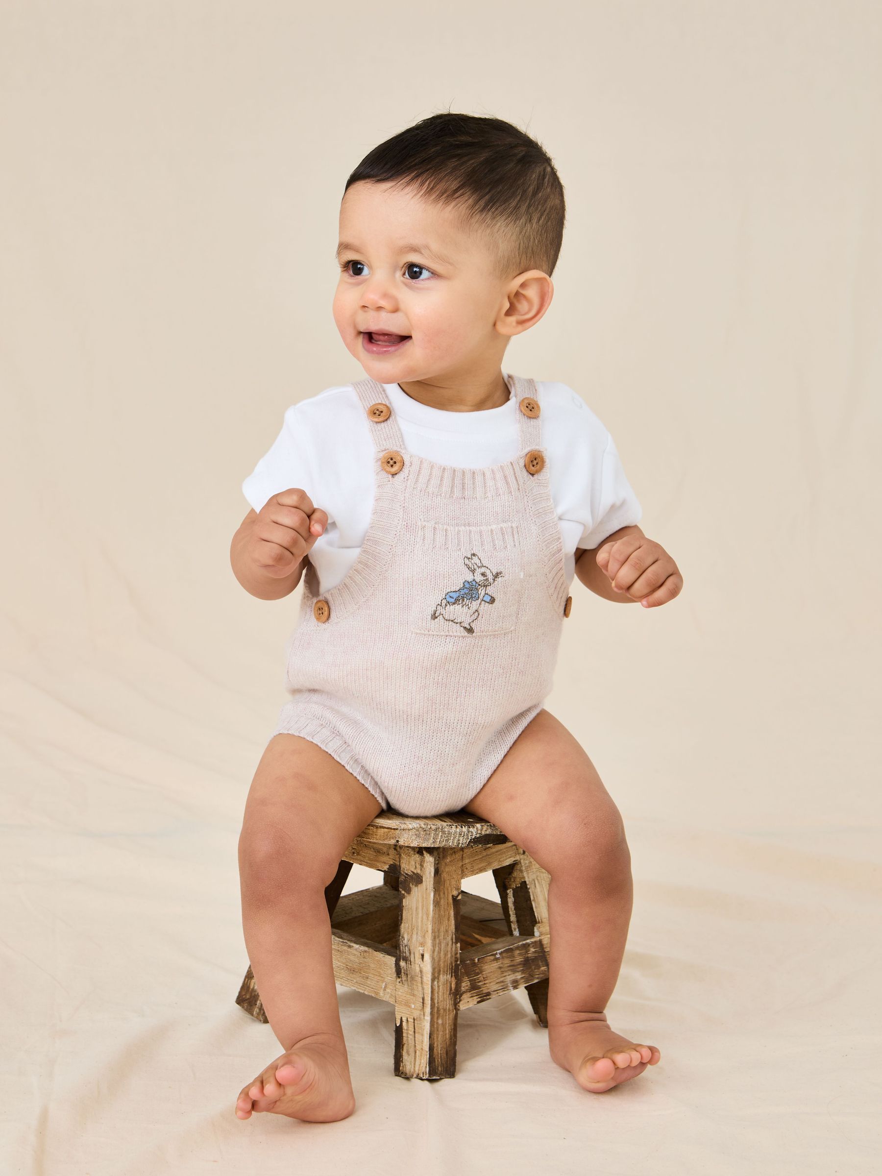 Natural Peter Rabbit™  Knitted Dungarees (AU7913) | £25 - £26