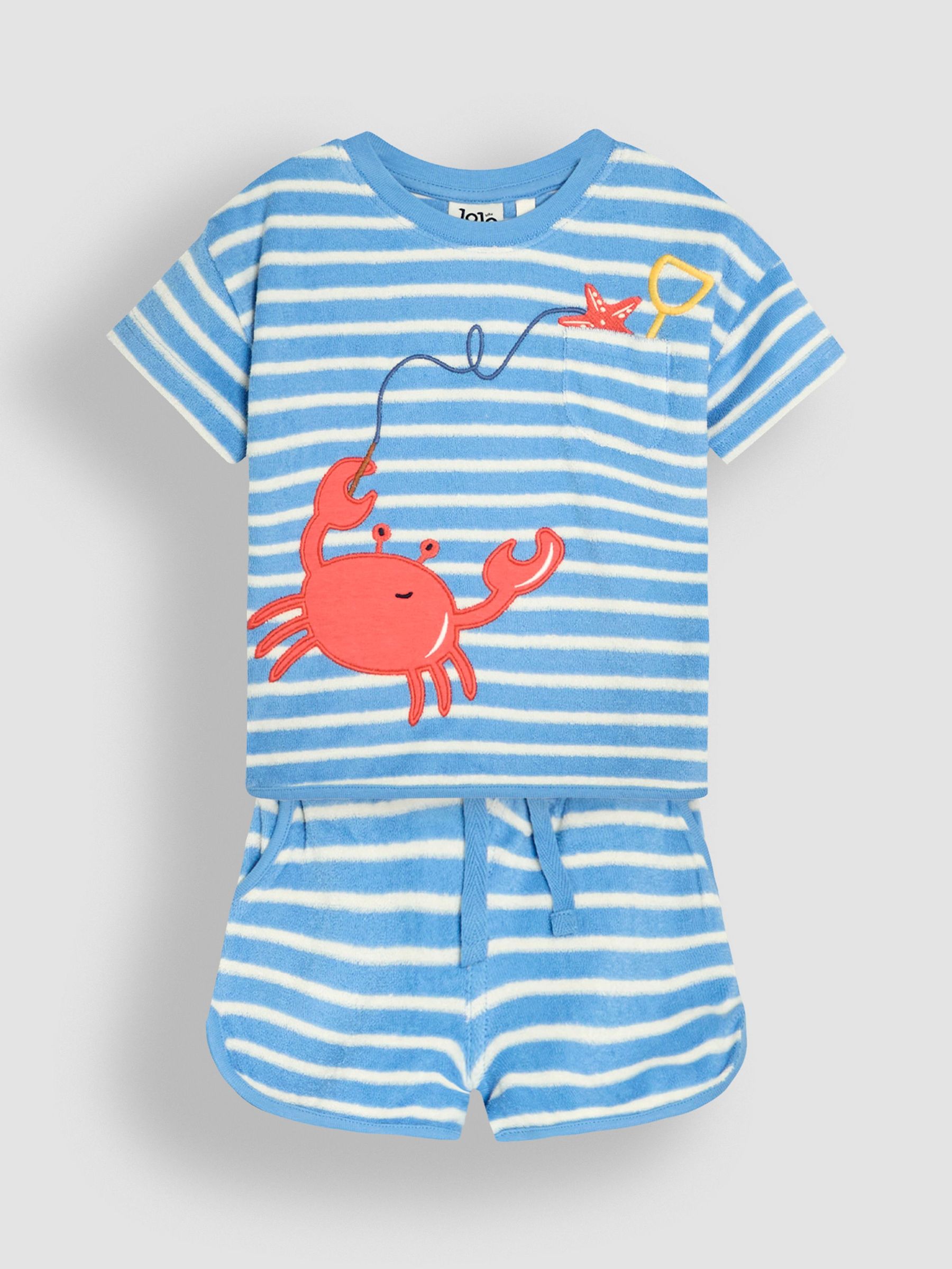 Blue 2-Piece Crab Textured T-Shirt & Shorts Set (AU7918) | £27 - £30