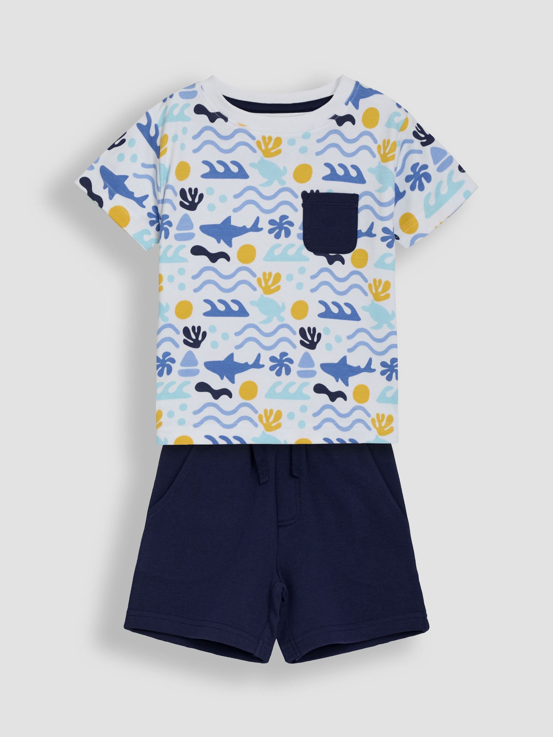 Navy Ocean 2-Piece Printed T-Shirt & Short Set (AU7933) | £26 - £29