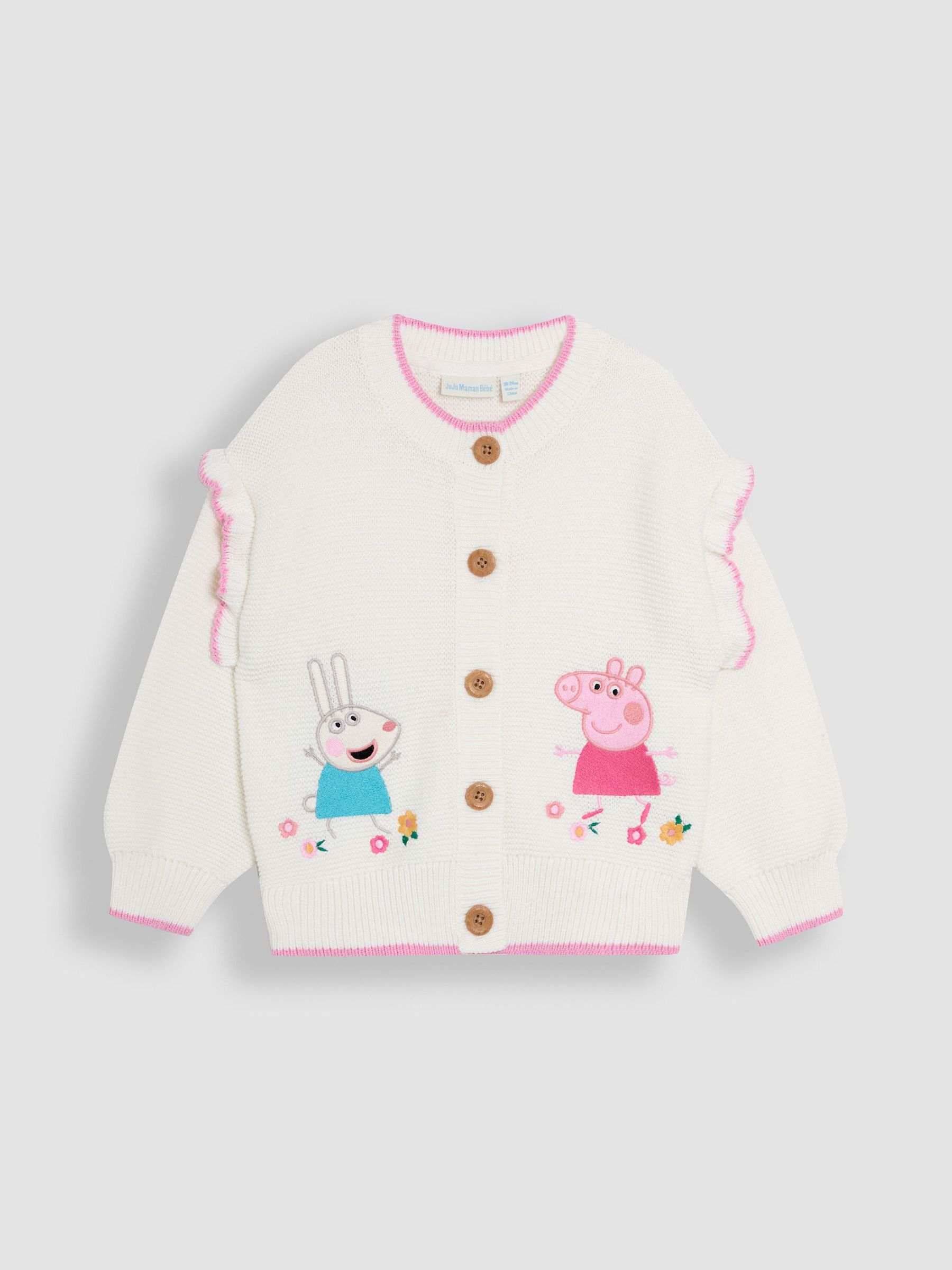 Cream Peppa Pig Embroidered 100% Cotton Cardigan (AU7938) | £30 - £36