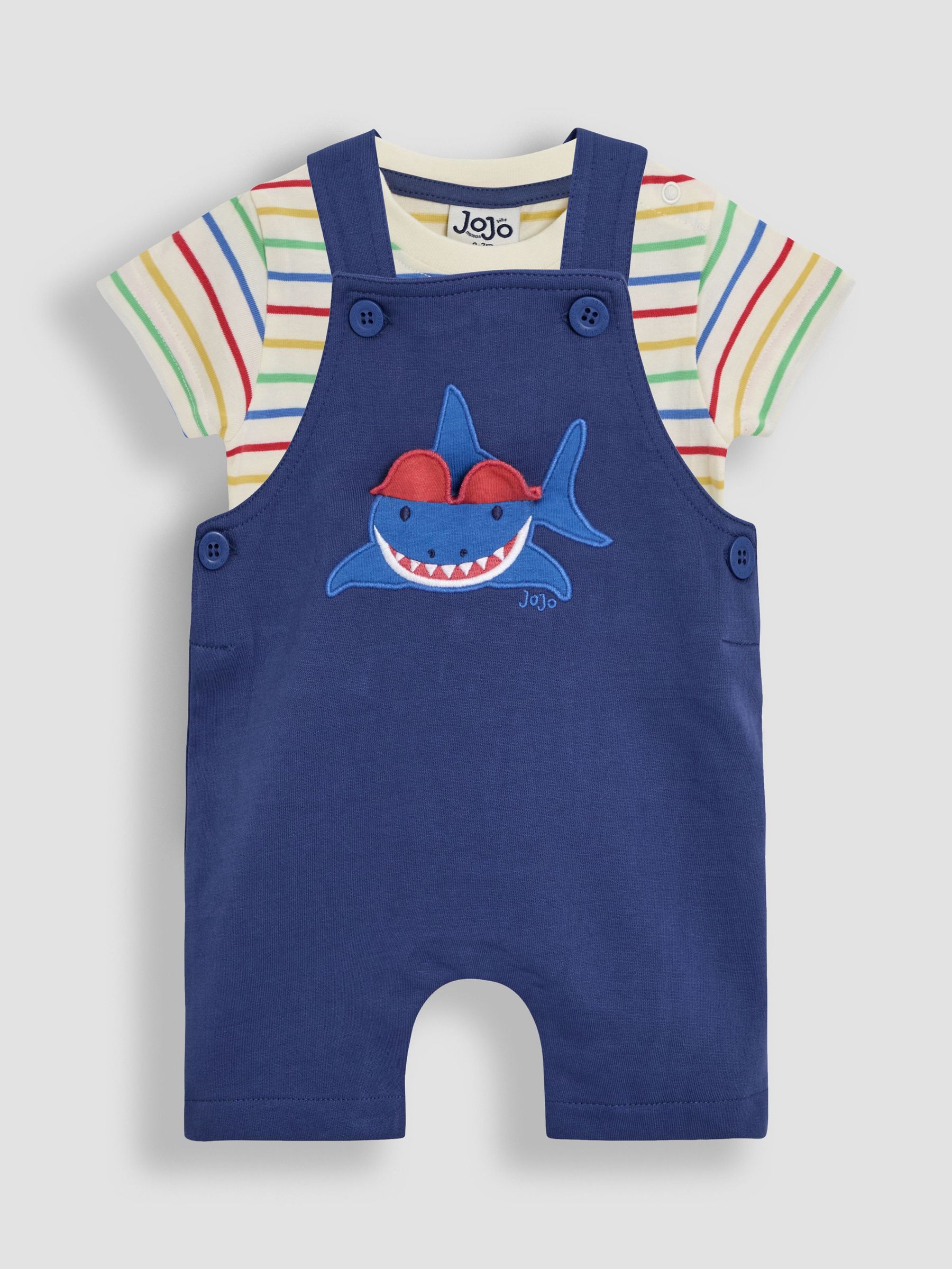 Indigo Shark 2-Piece Appliqué Dungarees & T-Shirt Set (AU7953) | £28 - £29