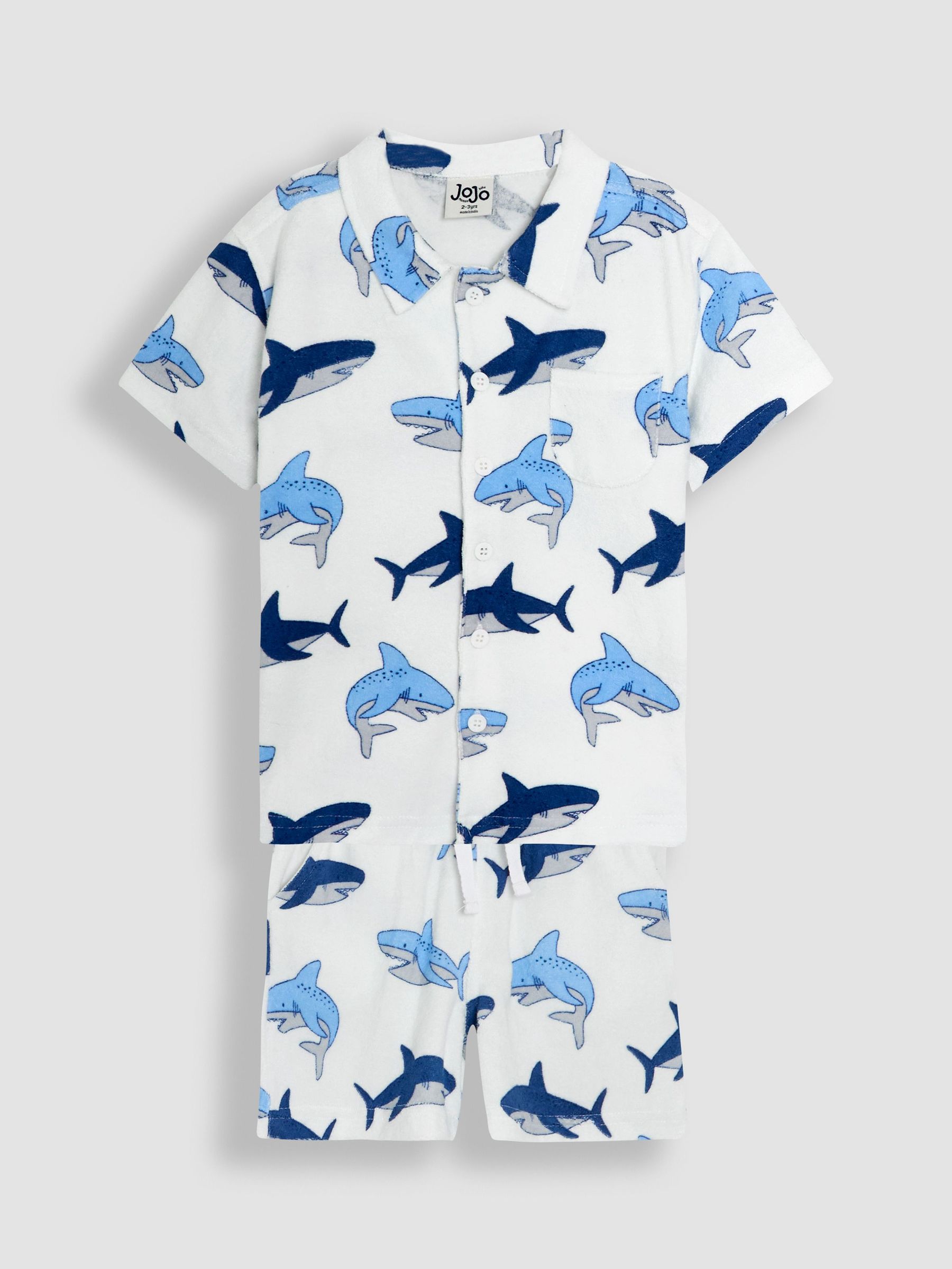 Ecru 2-Piece Shark Textured Shirt & Shorts Set (AU7957) | £27 - £30