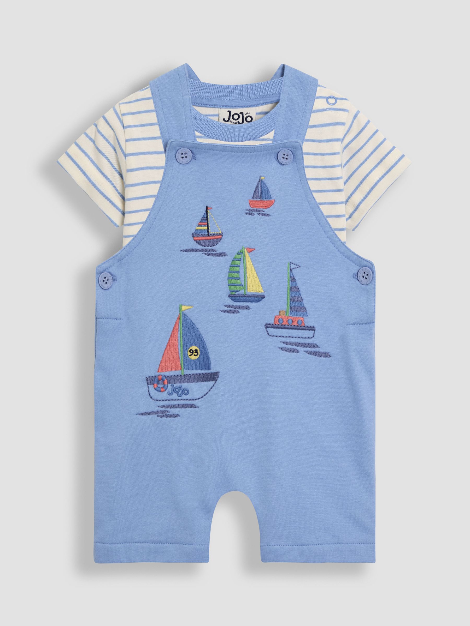 Blue Boat 2-Piece Appliqué Dungarees & T-Shirt Set (AU7962) | £27 - £28