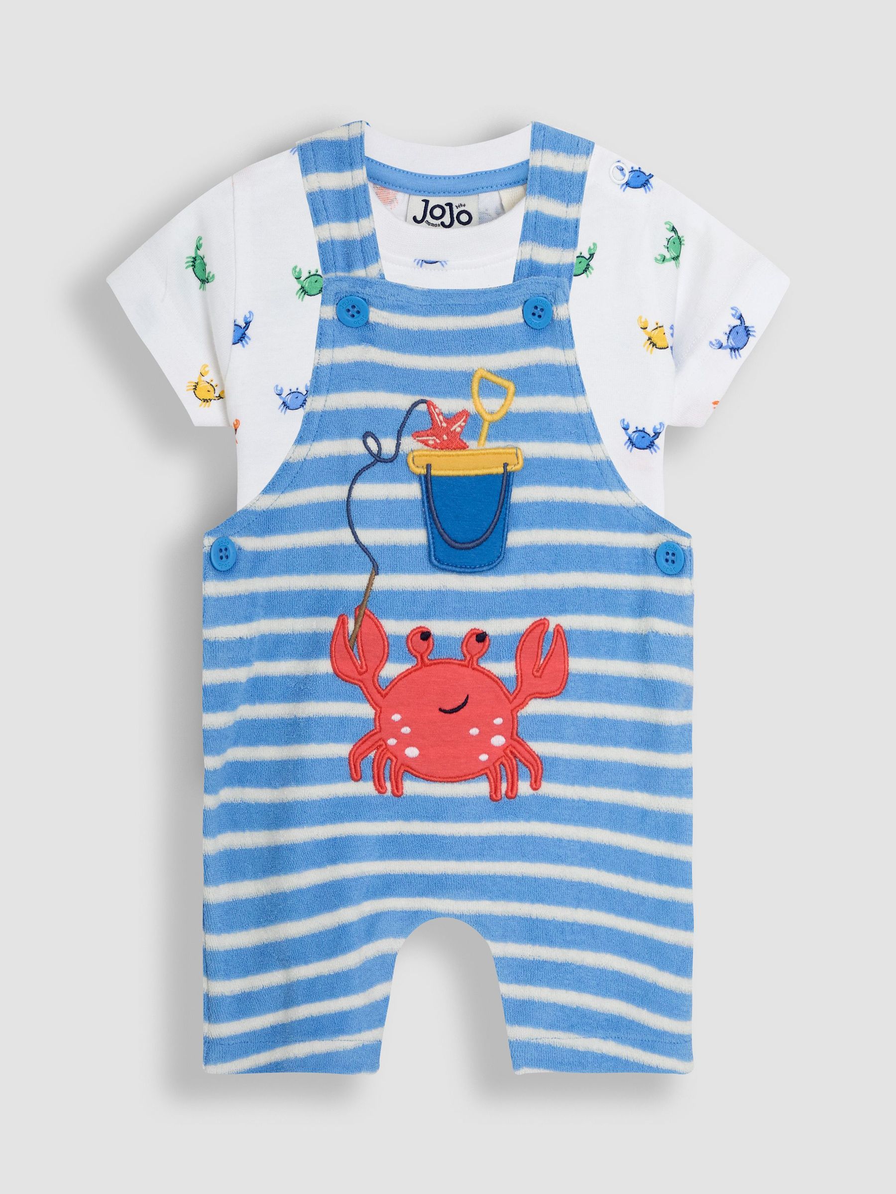 Blue Crab 2-Piece Appliqué Dungarees & T-Shirt Set (AU7963) | £28 - £29