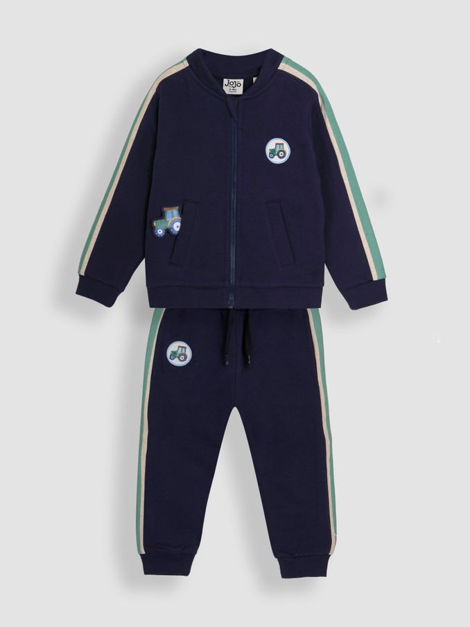 Navy Tractor 2 Piece Zip-Up 100% Cotton Tracksuit (AU7970) | £30 - £36
