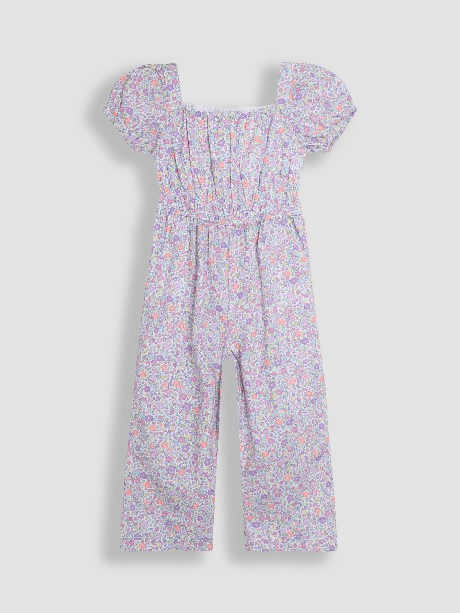 Lilac Purple Ditsy Floral Print Puff Sleeve Jumpsuit (AU7978) | £23 - £26