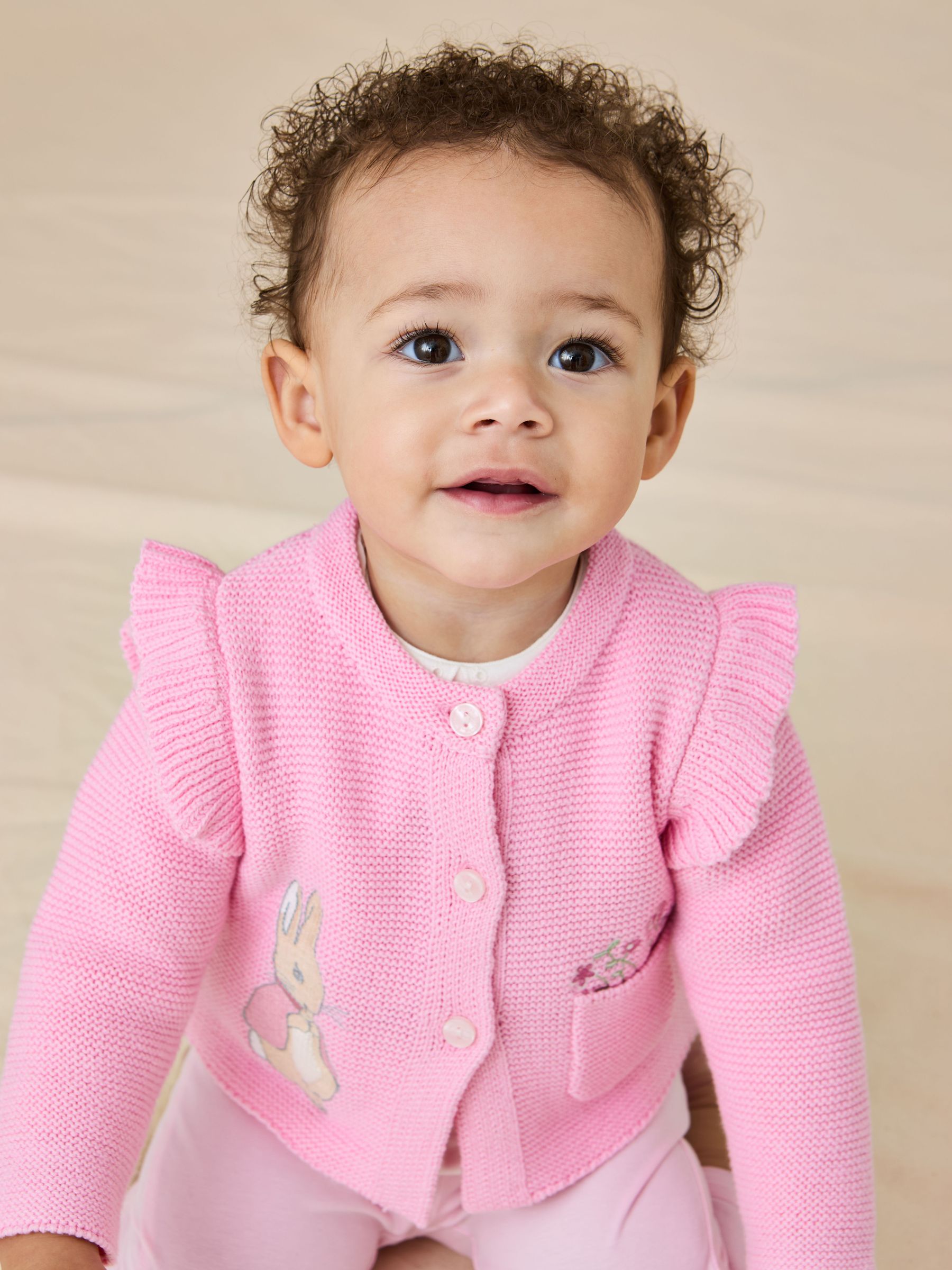 Dusky Pink Flopsy Bunny Scallop Collar Cardigan (AU7984) | £28 - £29