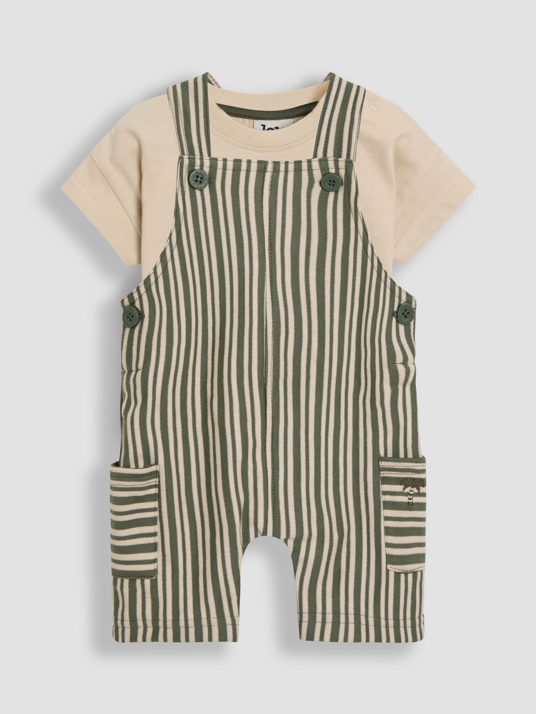 Khaki Dungarees & T-Shirt 2-Piece Set (AU7996) | £22 - £23