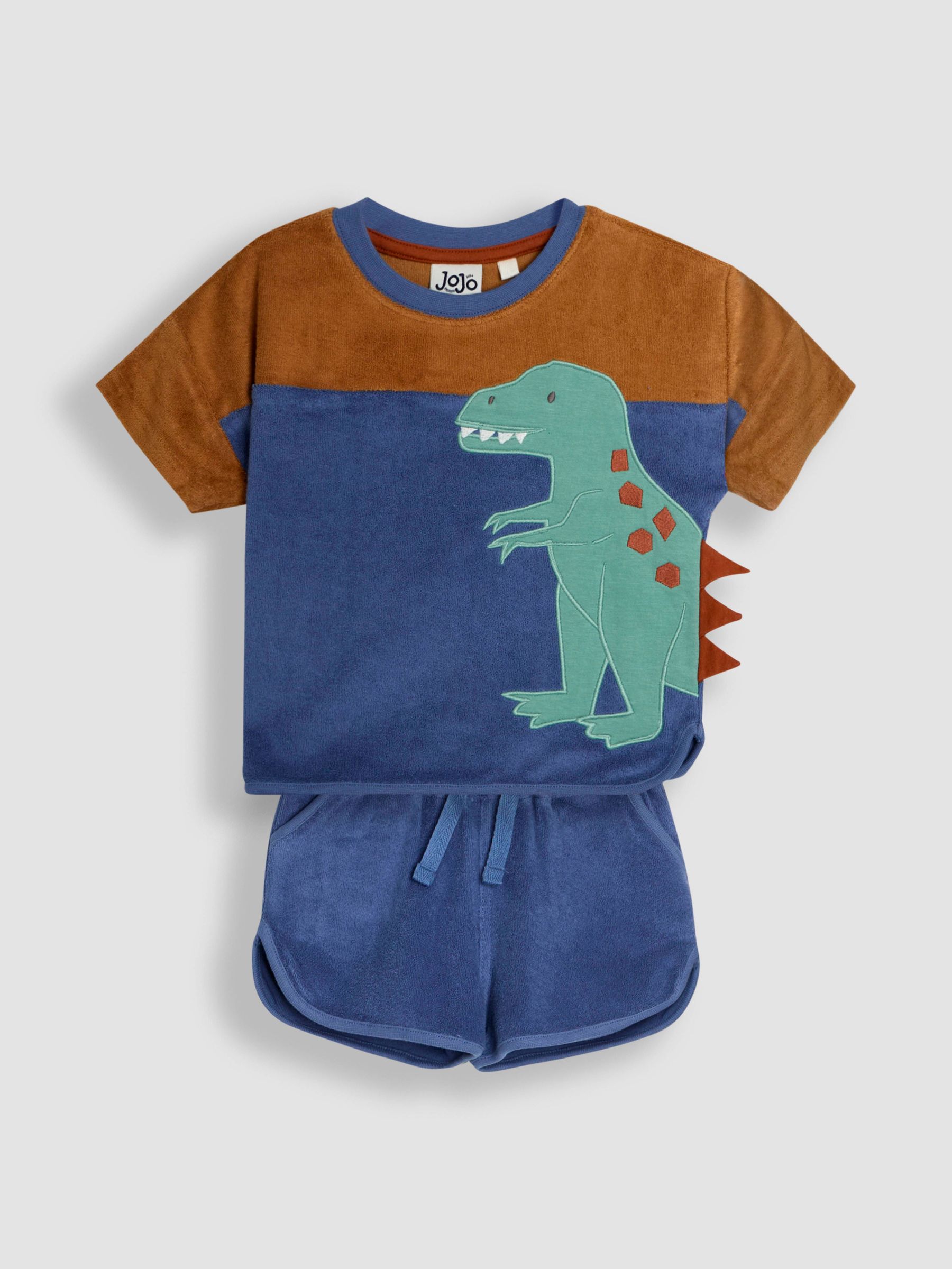 Blue 2-Piece T-Rex Appliqué T-Shirt & Short Set (AU8000) | £27 - £30