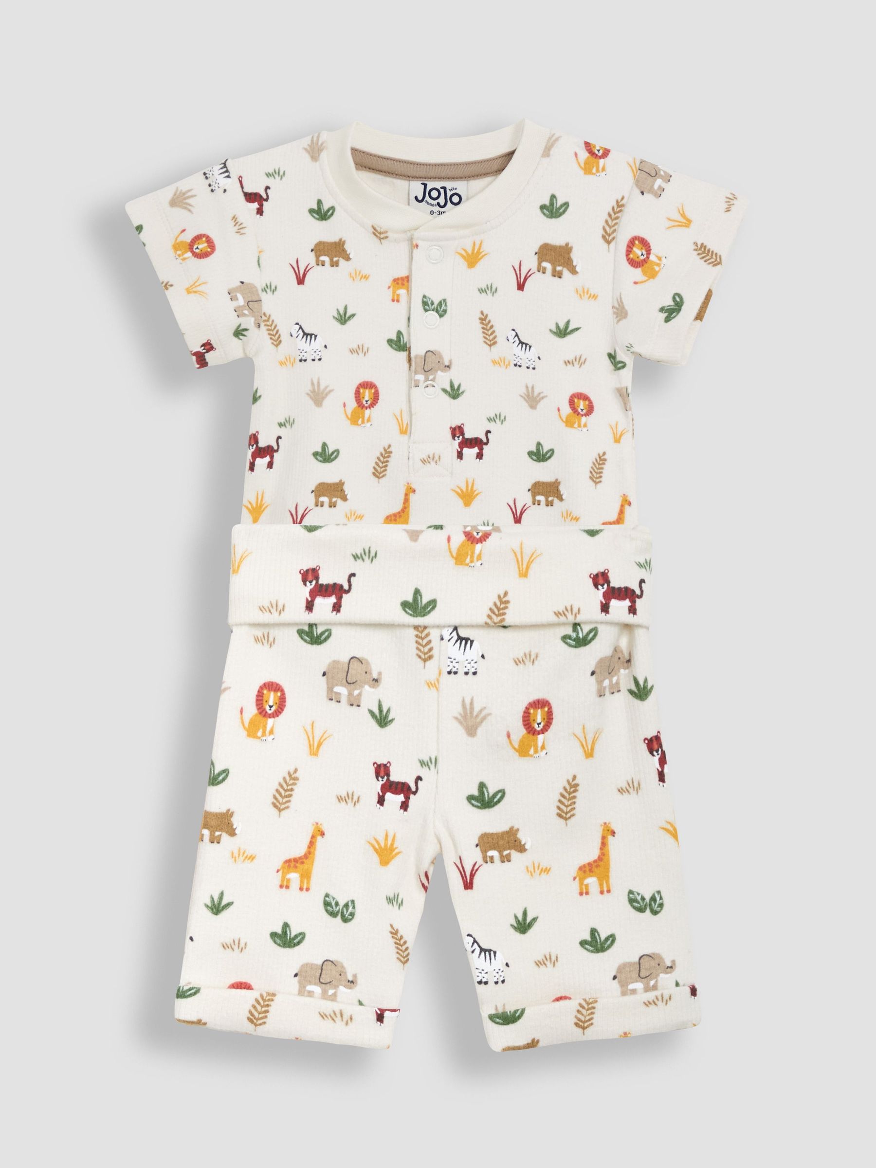 Ecru Safari 2-Piece Ribbed Bodysuit & Shorts Set (AU8002) | £22 - £23