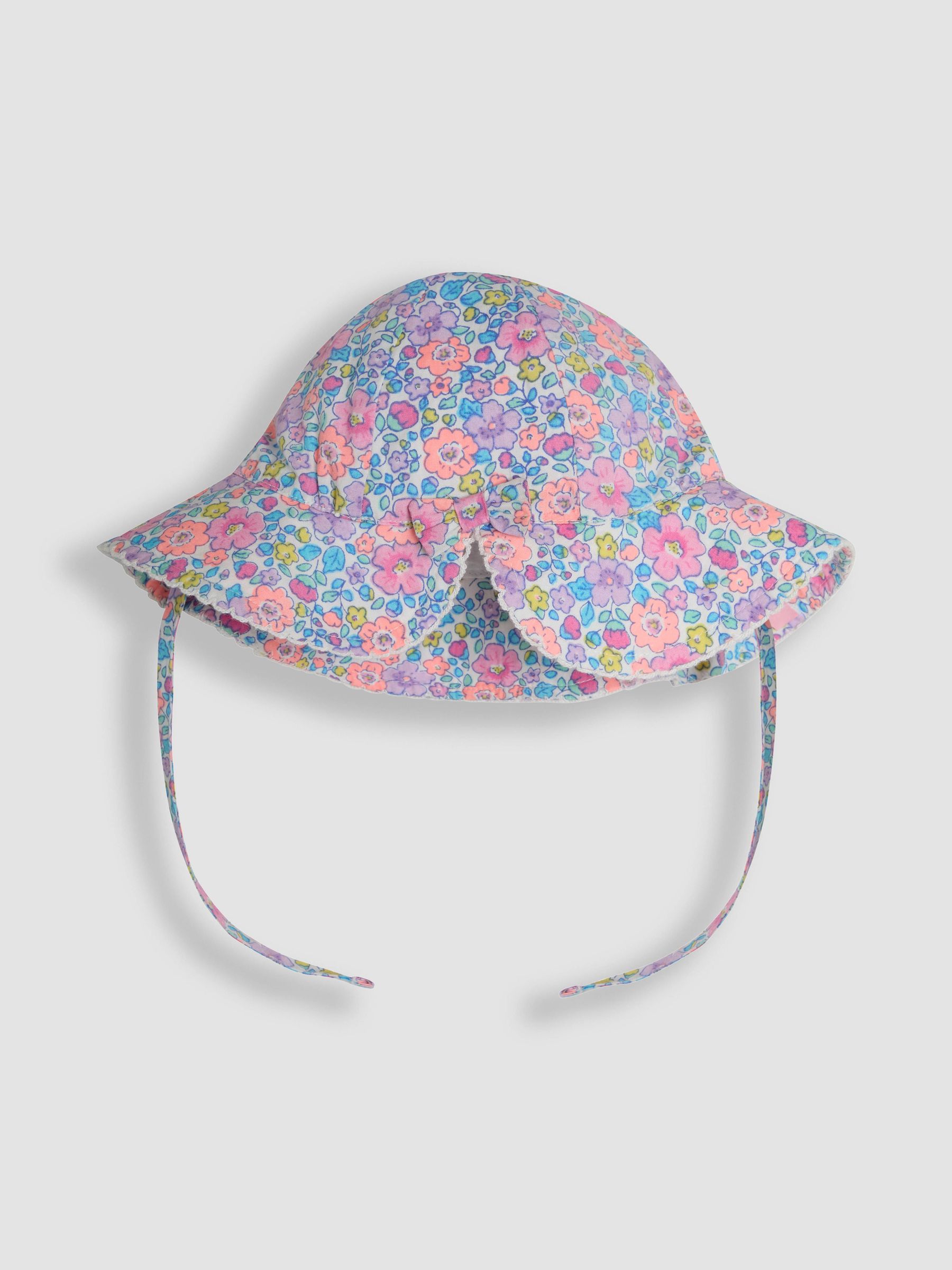 White Floral Pretty Trim Sun 100% Cotton Hat (AU8014) | £14