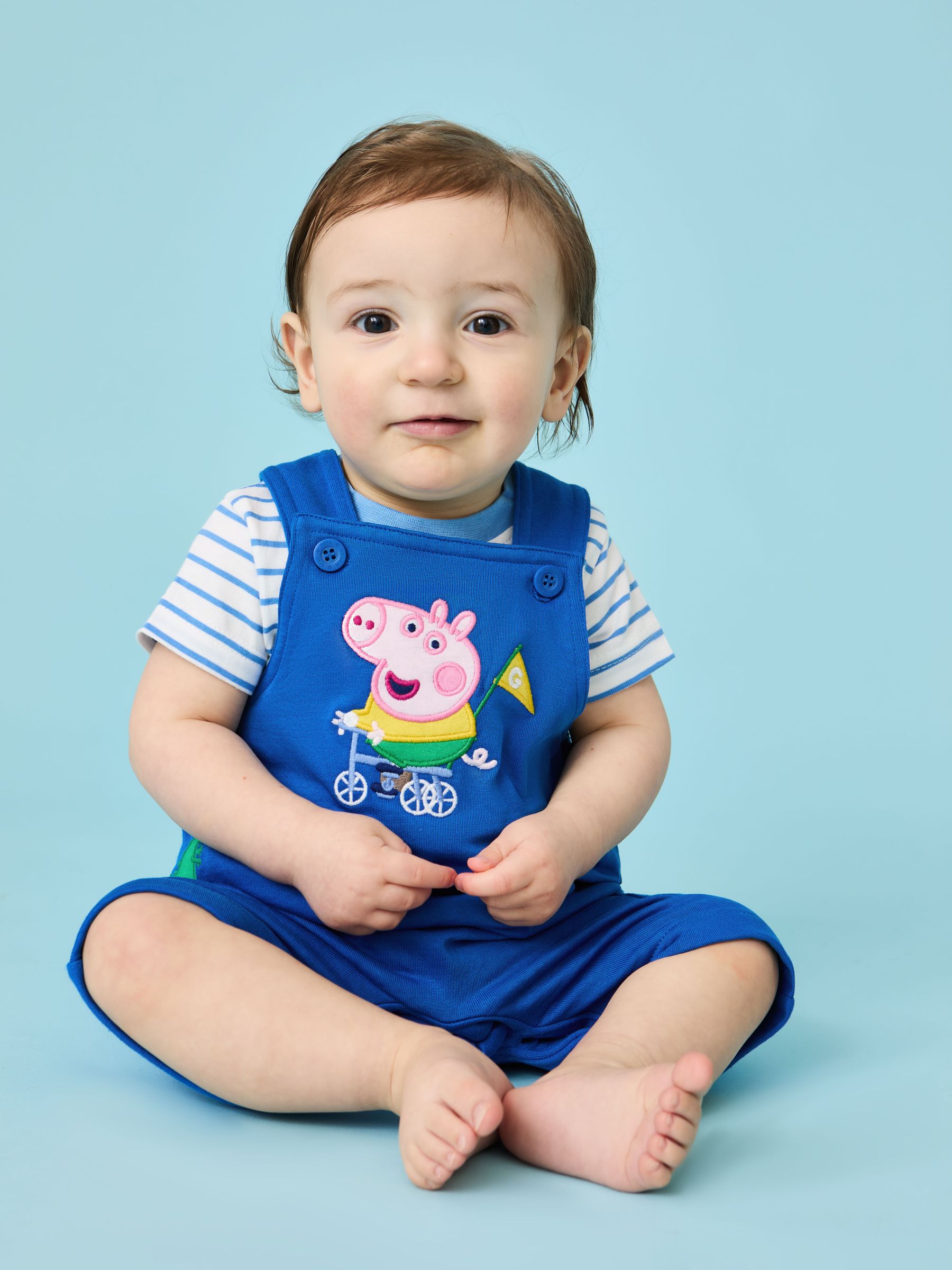 Blue 2-Piece Peppa Pig Dungarees & T-Shirt Set (AU8015) | £29 - £30
