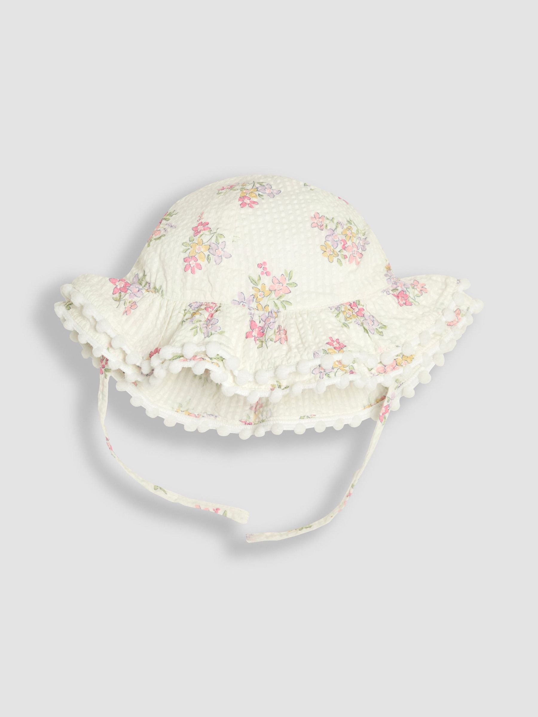 White Floral Pretty Frill Sun Hat (AU8024) | £14