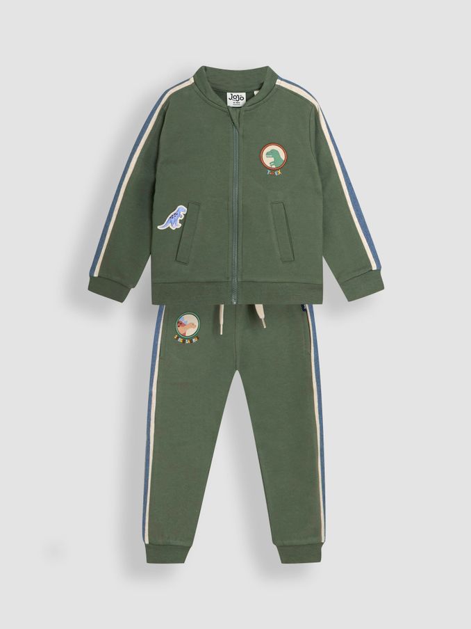 Khaki Dino 2 Piece Zip-Up 100% Cotton Tracksuit (AU8028) | £30 - £36