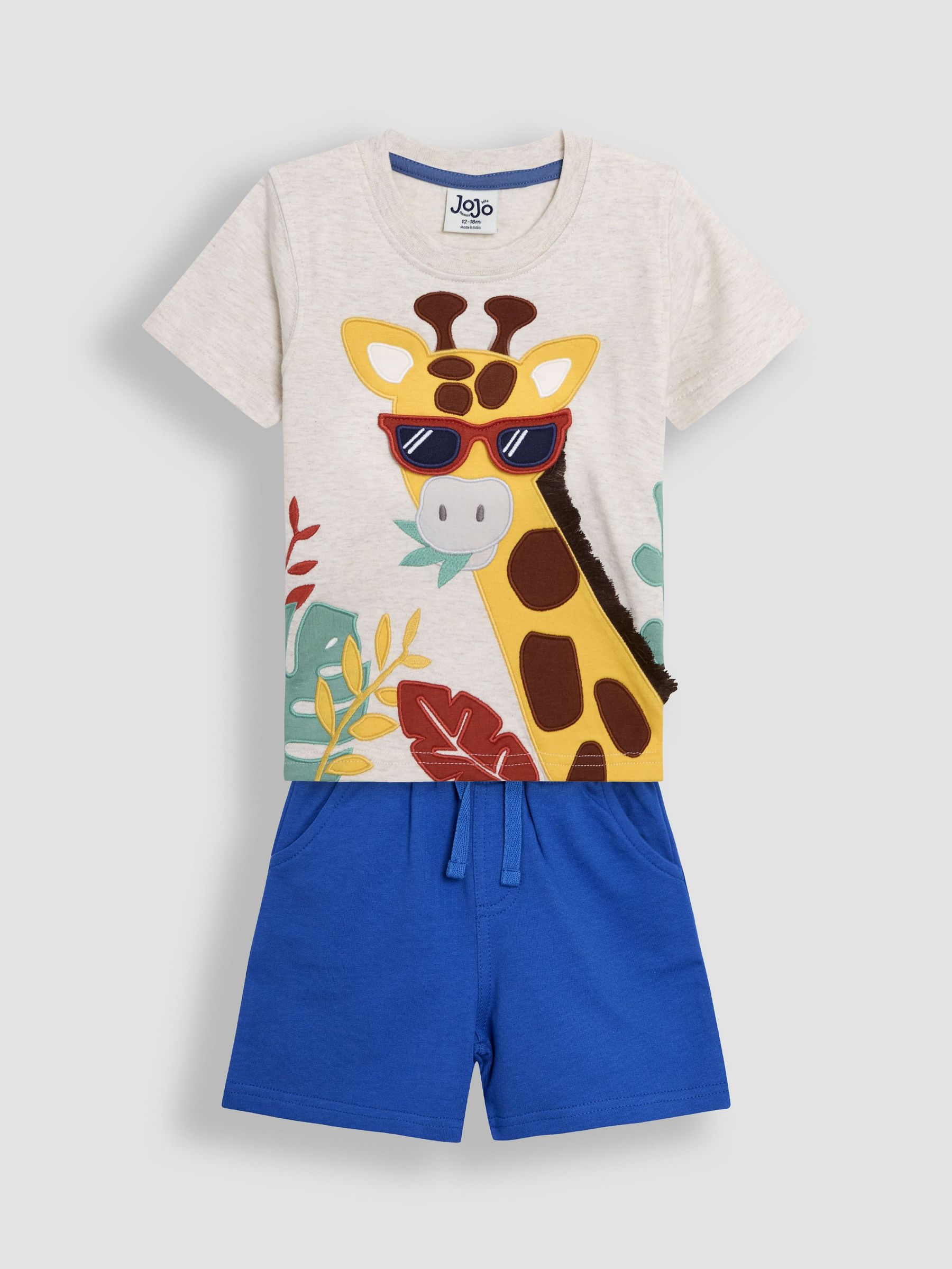 Natural Giraffe 2-Piece Appliqué T-Shirt & Shorts Set (AU8041) | £27 - £29