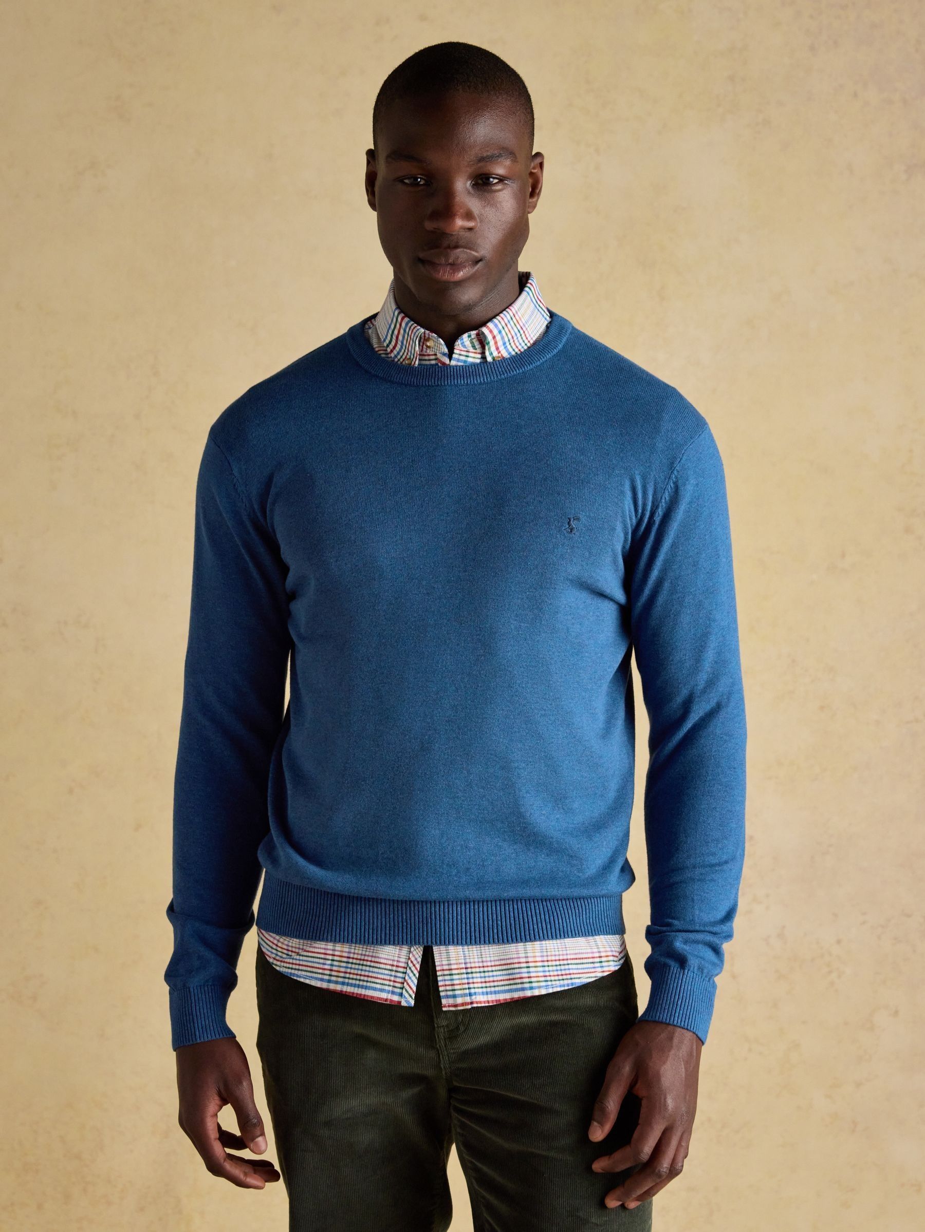 Hillside Blue Crew Neck Knitted Jumper (AU8631) | £39.50