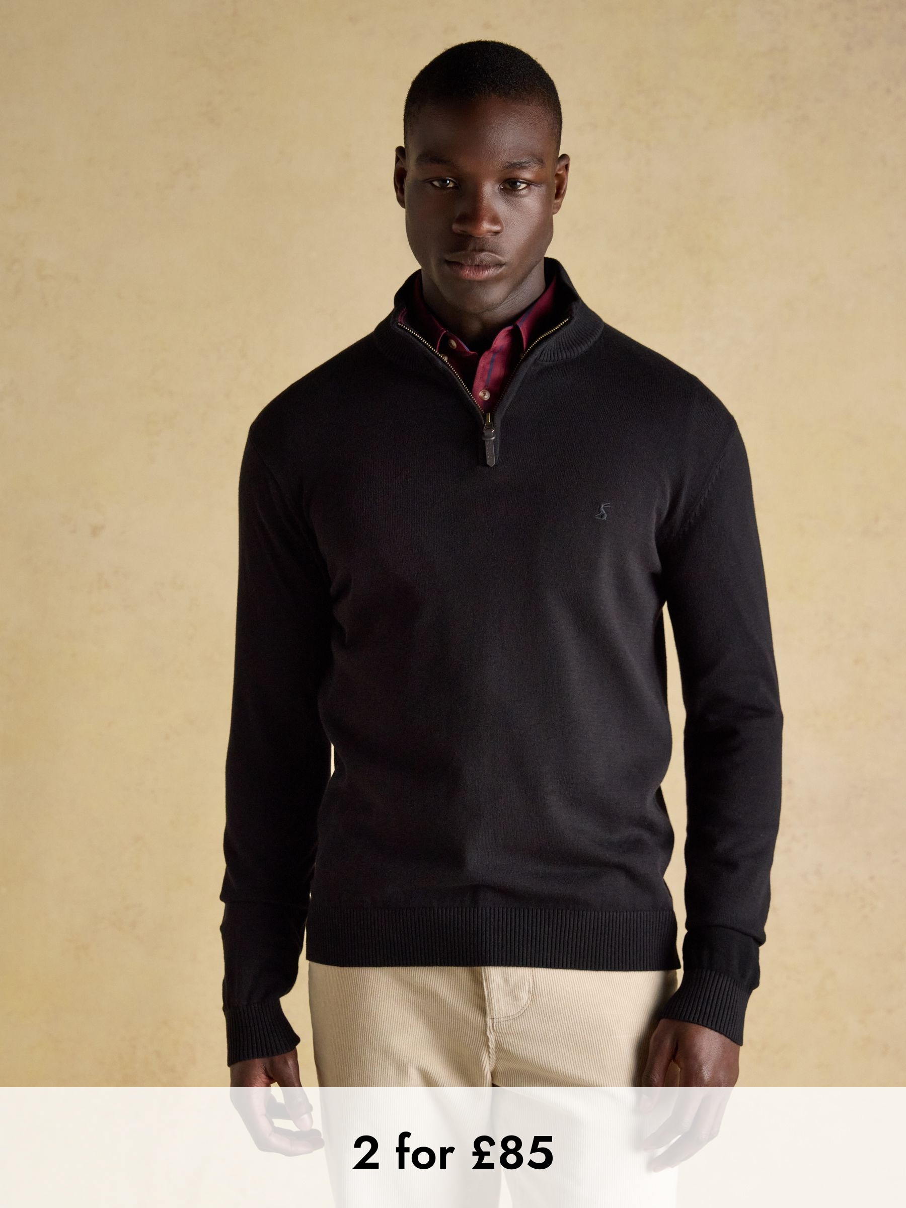 Hillside Black Quarter Zip Knitted Jumper (AU8640) | £49.50
