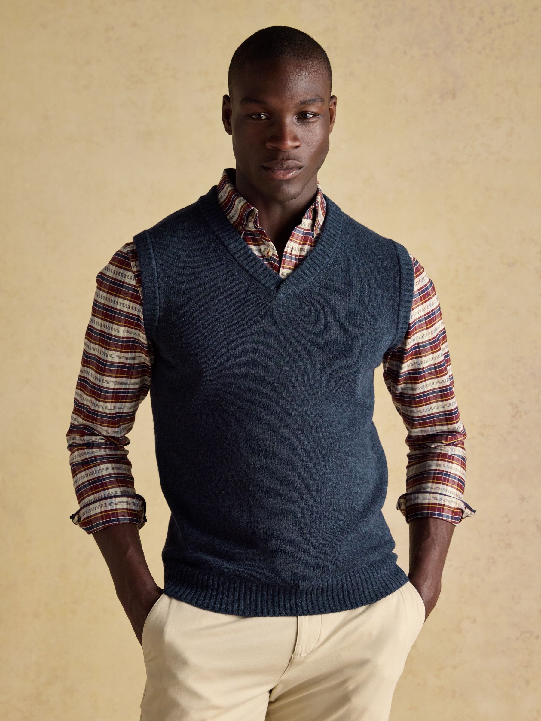 Highland Navy Wool-Rich Knitted Tank Top