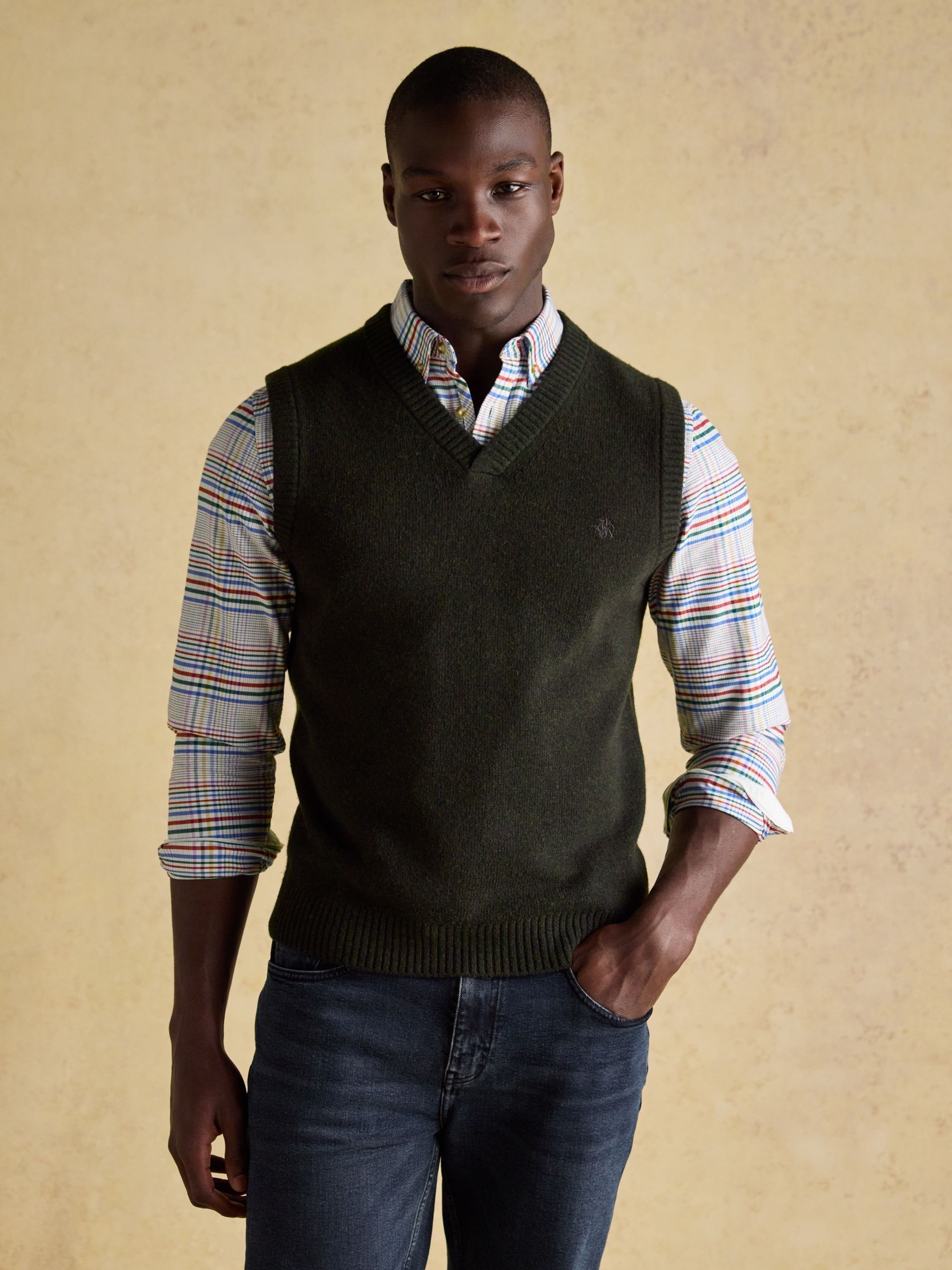 Highland Dark Green Wool-Rich Knitted Tank Top