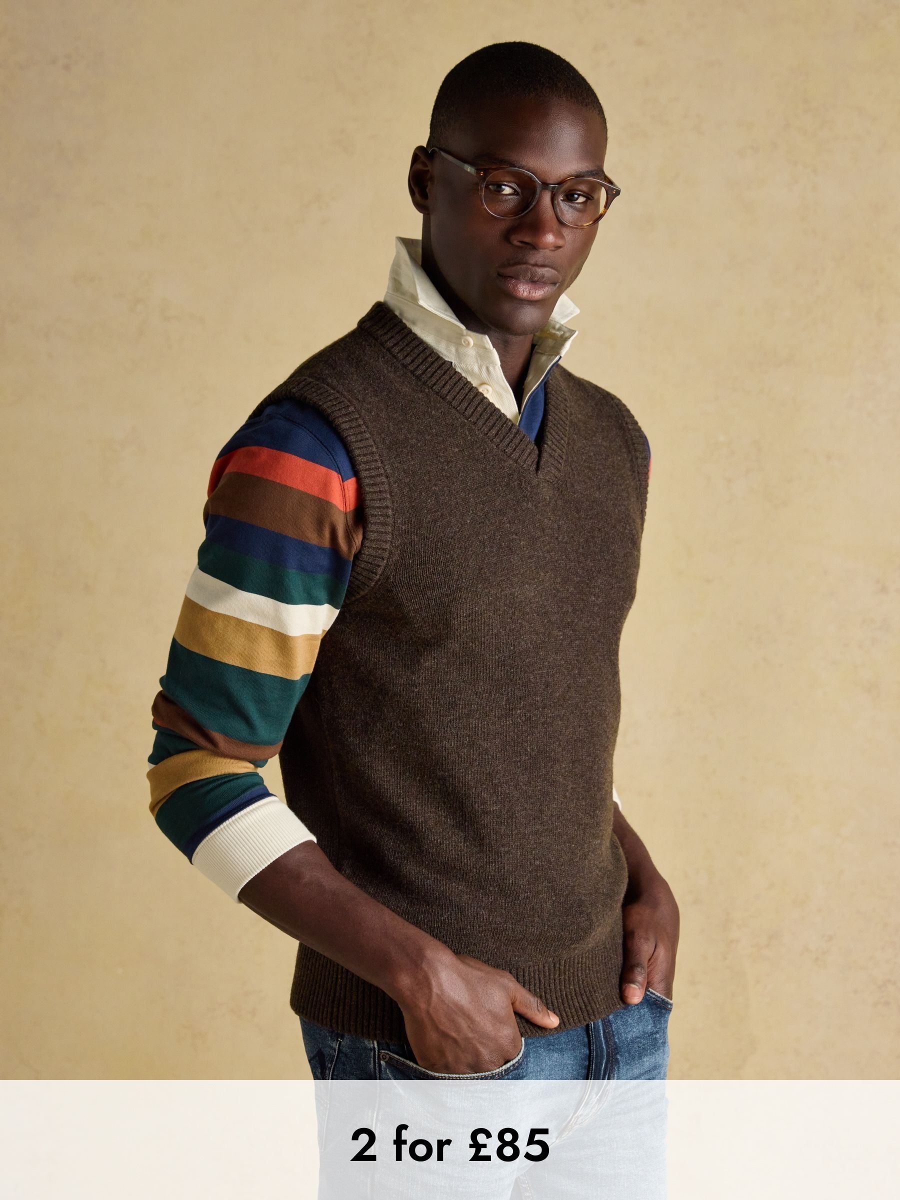 Highland Brown Wool-Rich Knitted Tank Top (AU8646) | £55