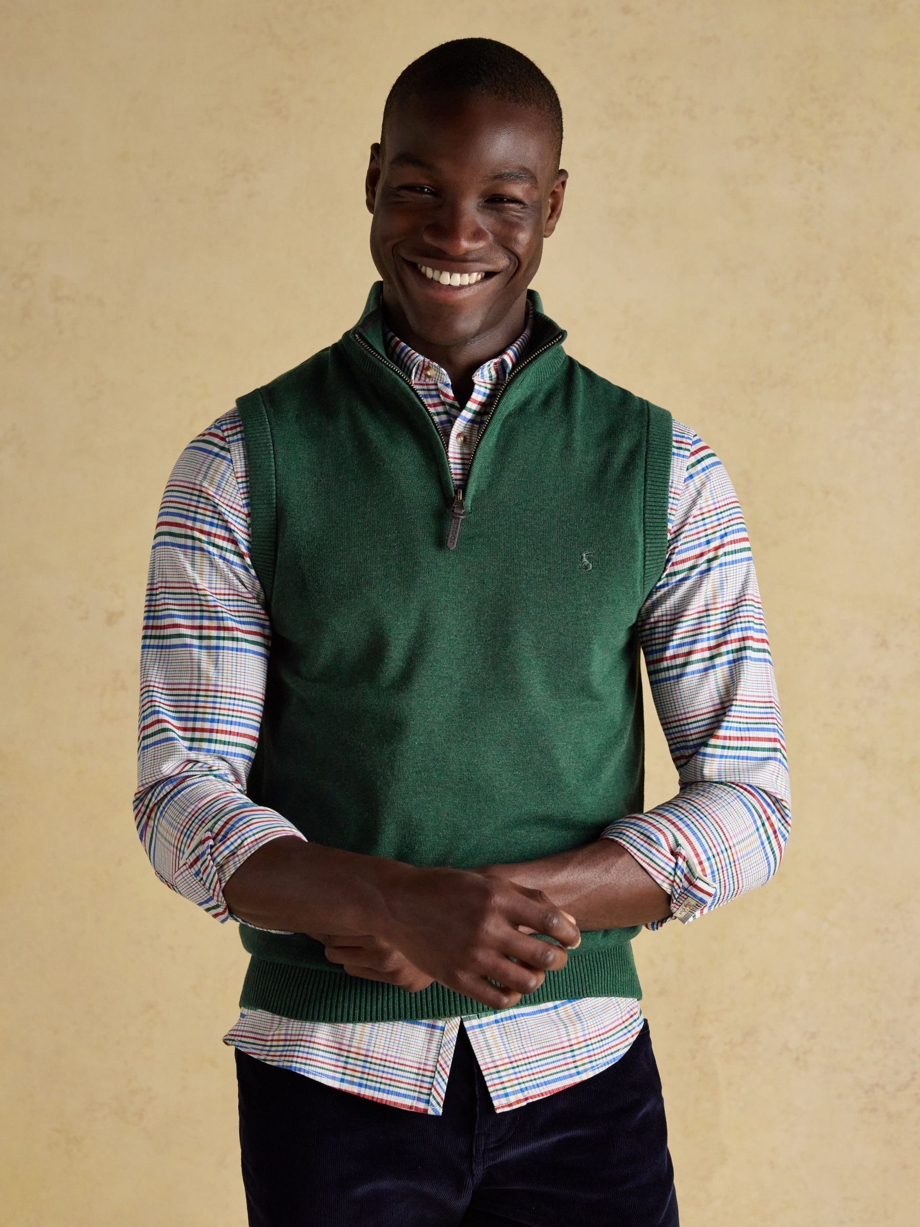Hillside Green Quarter Zip Knitted Tank Top (AU8676) | £45