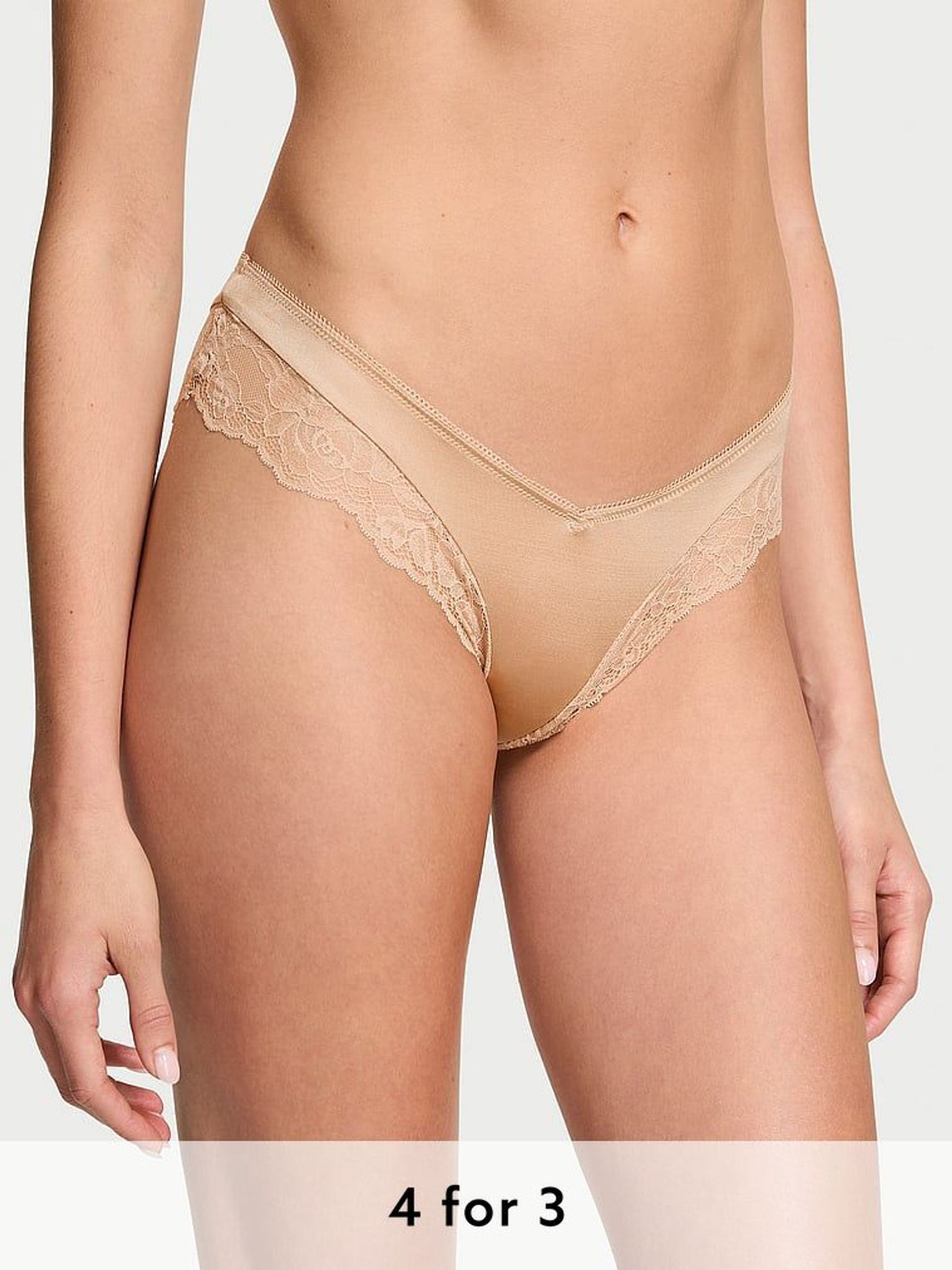 Praline Nude Cheeky Rose Lace Trim Knickers (AU9499) | £14