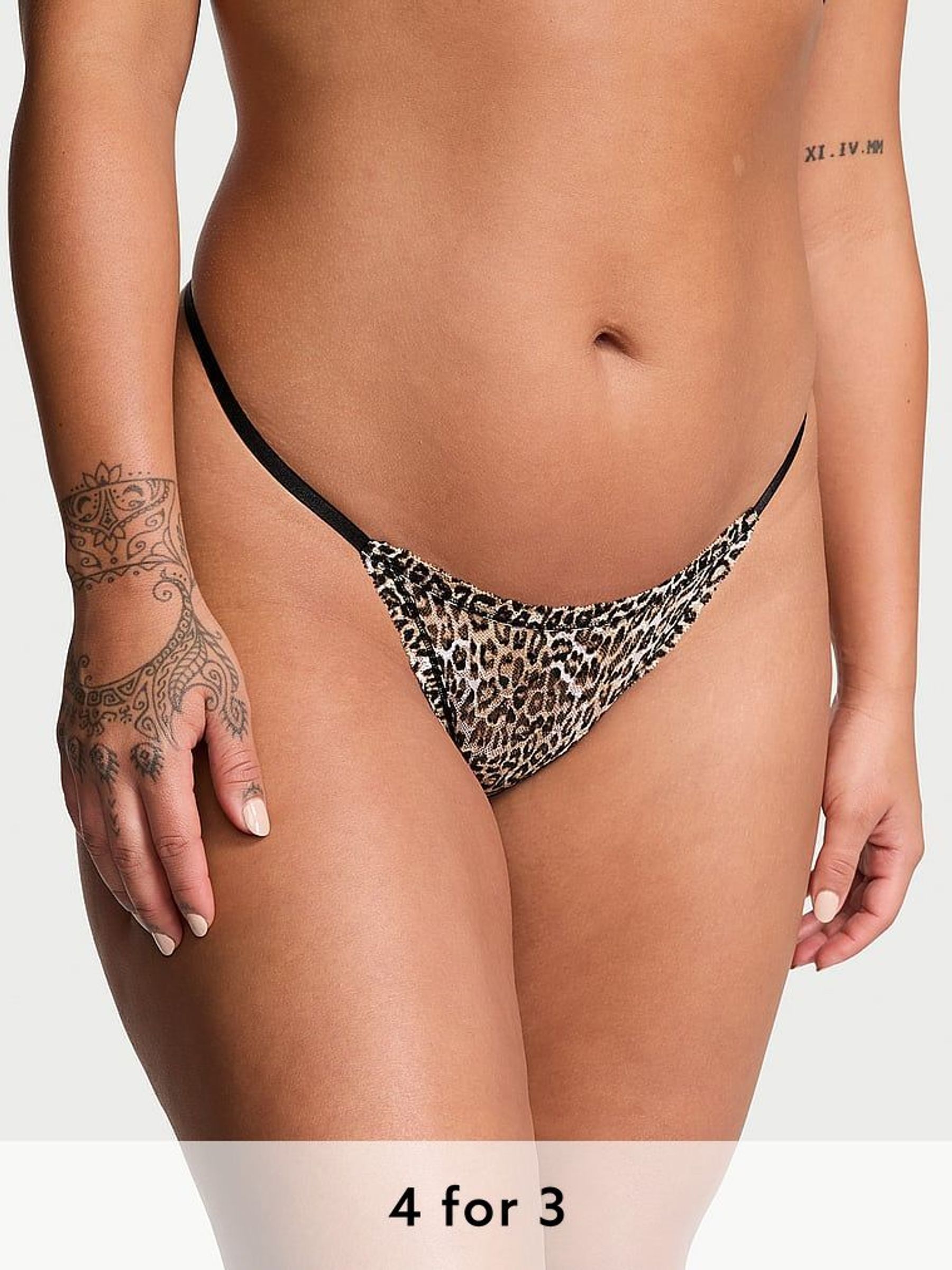Leopard Brown Thong Knickers (AU9513) | £9