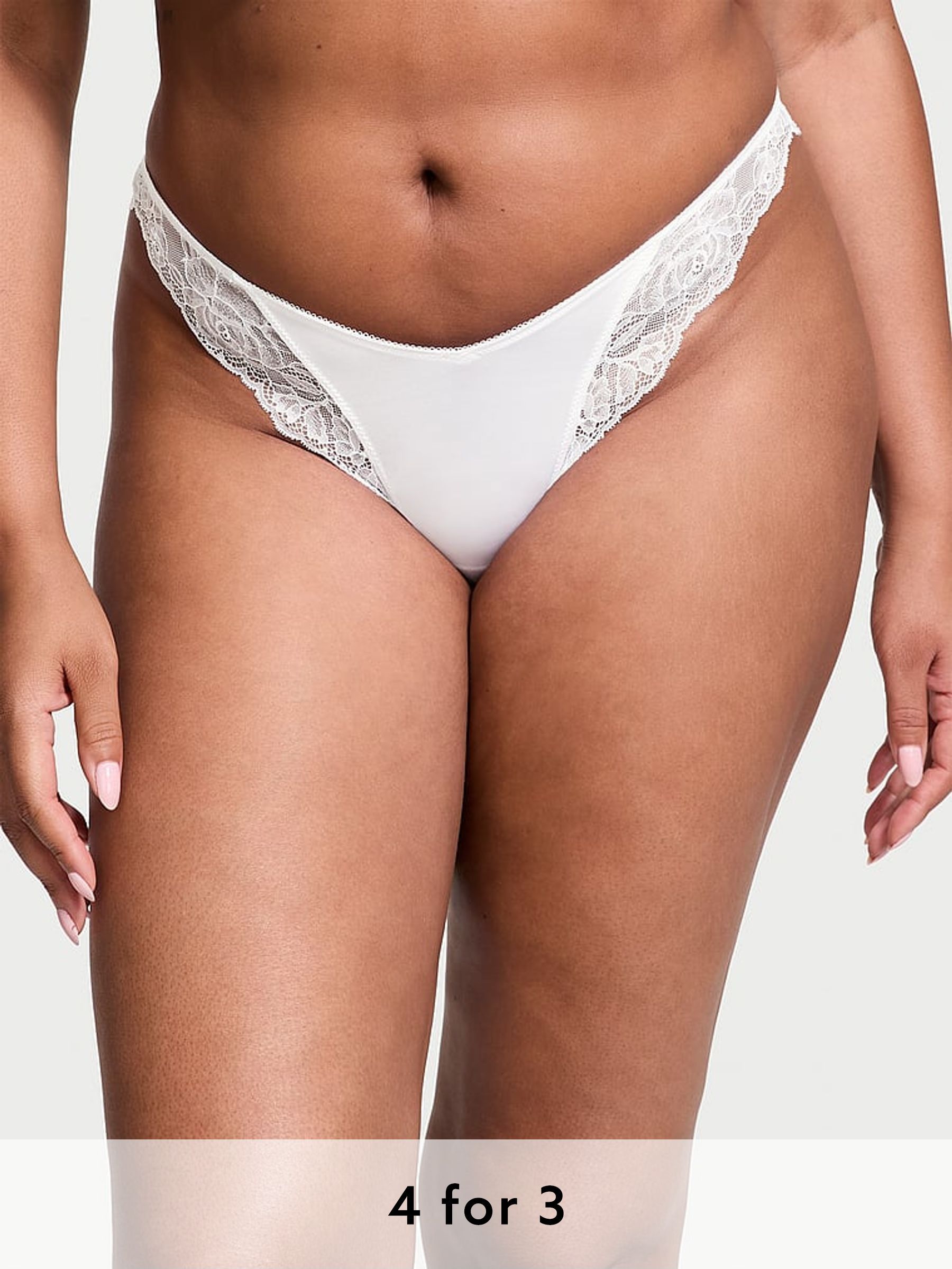 White Thong Rose Lace Trim Knickers (AU9530) | £14