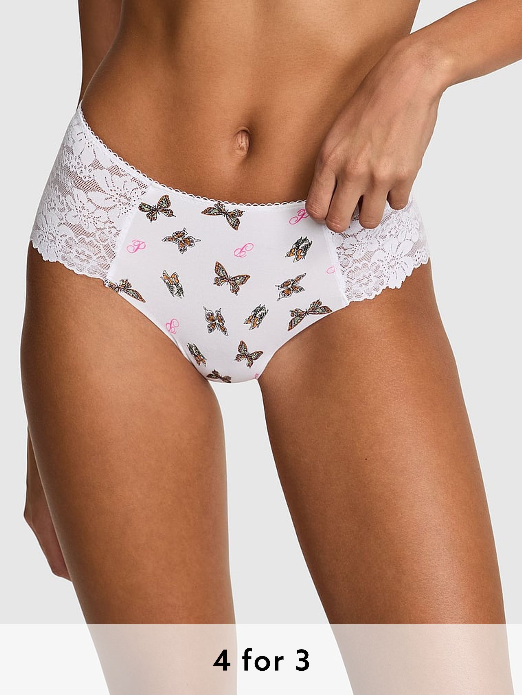 White Floral Lace Cheeky Knickers (AU9548) | £9