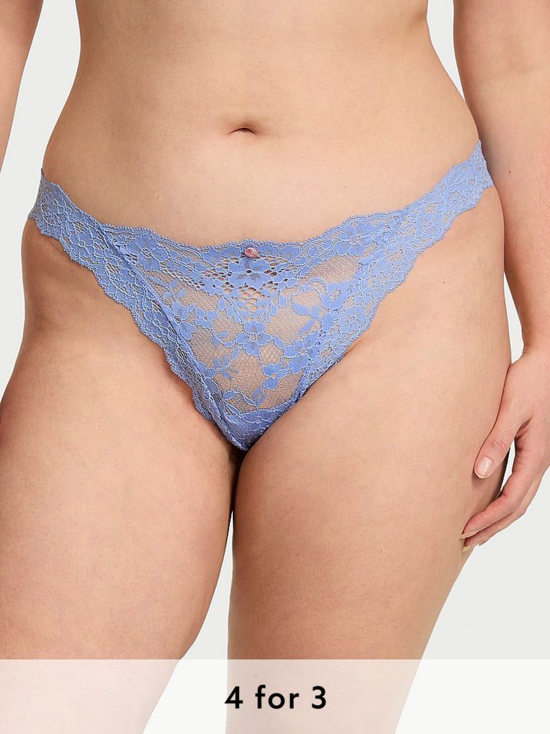 Blue Cameo Brazilian Lace Knickers (AU9554) | £14