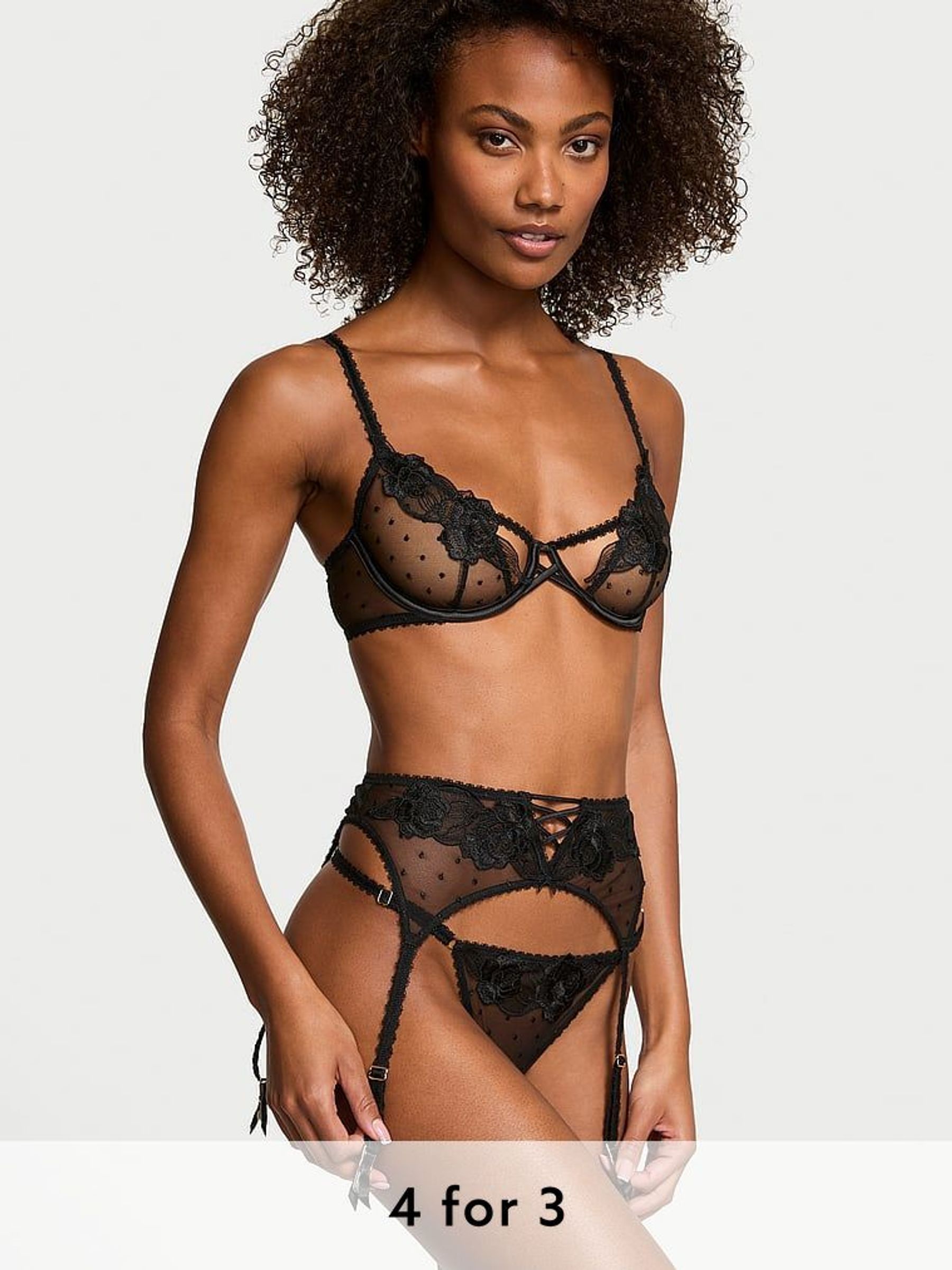 Black G String Sheer Rose Crotchless Knickers (AU9729) | £18