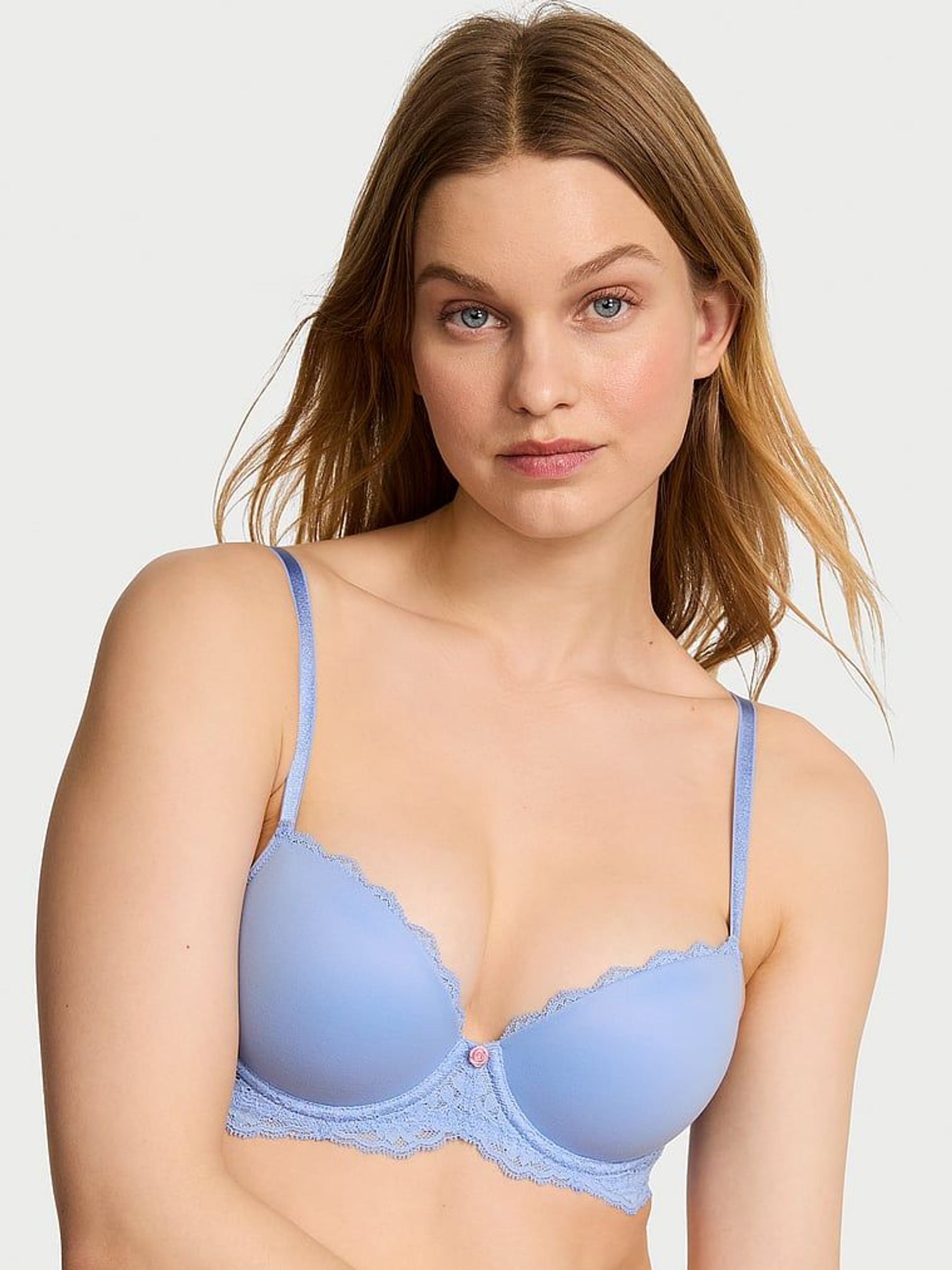 Blue Cameo Lace Trim Lightly Lined Demi Bra (AU9730) | £45