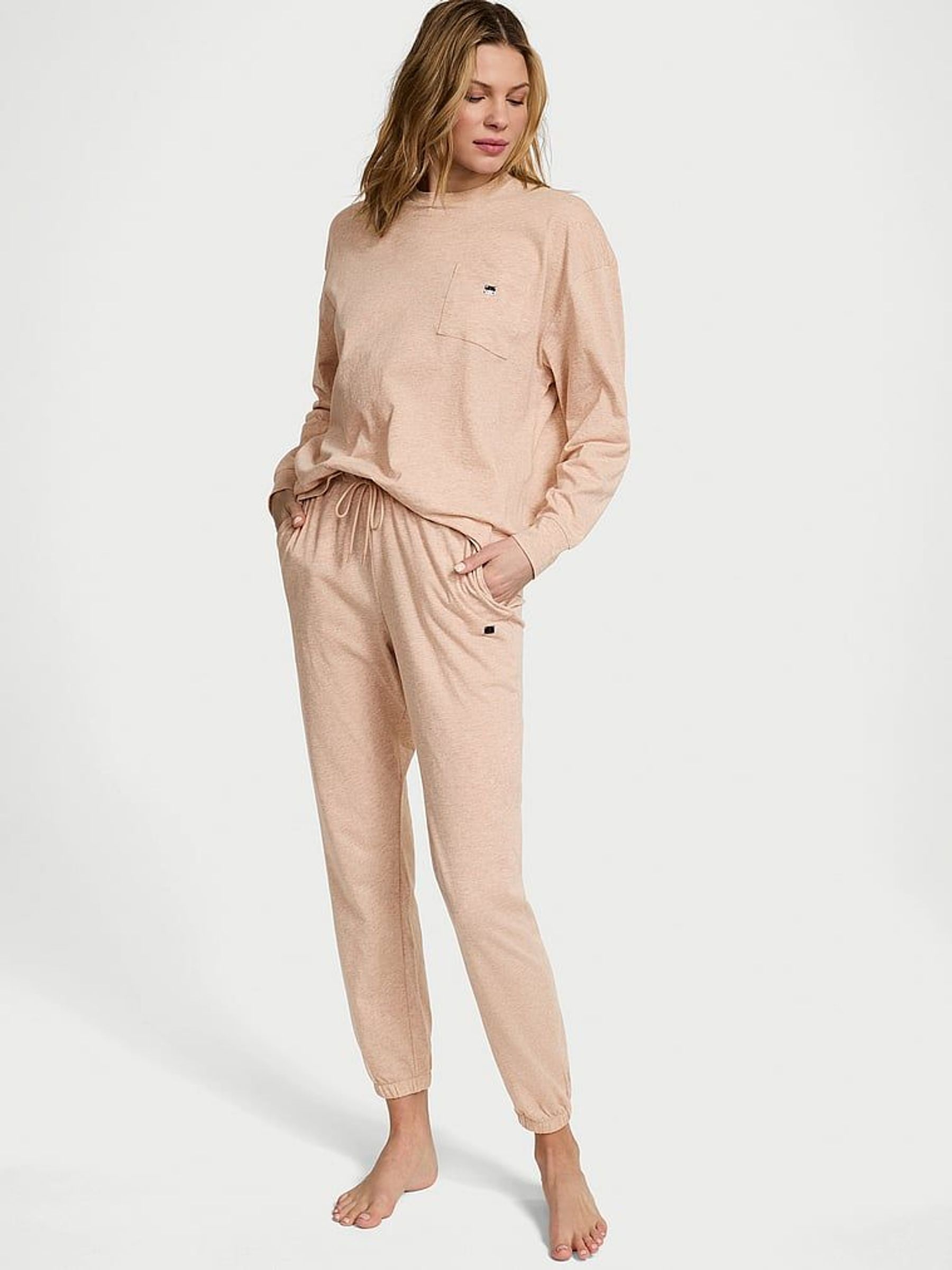 Heather Pretty Blush Pink Trouser Cotton Pyjama Set (AU9769) | £49
