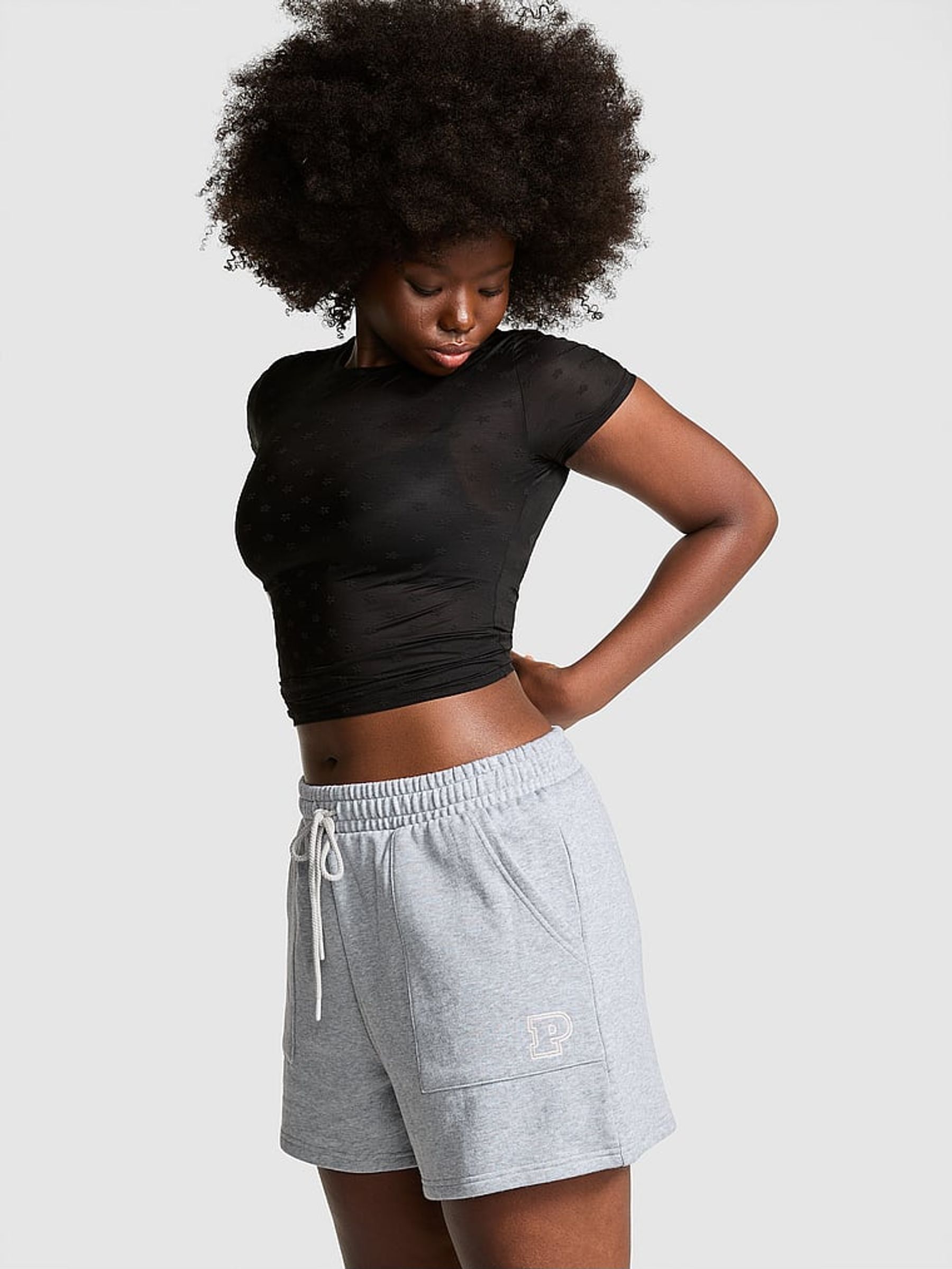 Grey Heather Fleece Shorts (AU9770) | £29