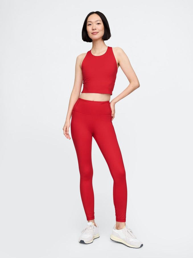 Red Built-in-Bra Racerback Crop Top (AU9847) | £15