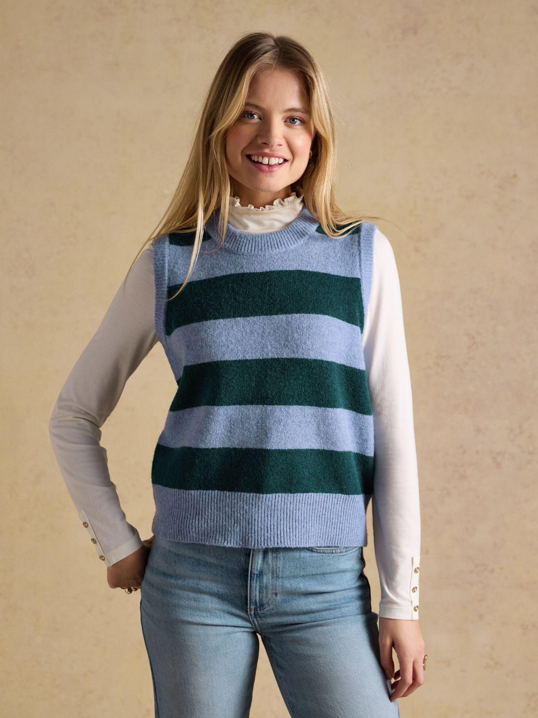Holly Green & Blue Stripe Knitted Vest