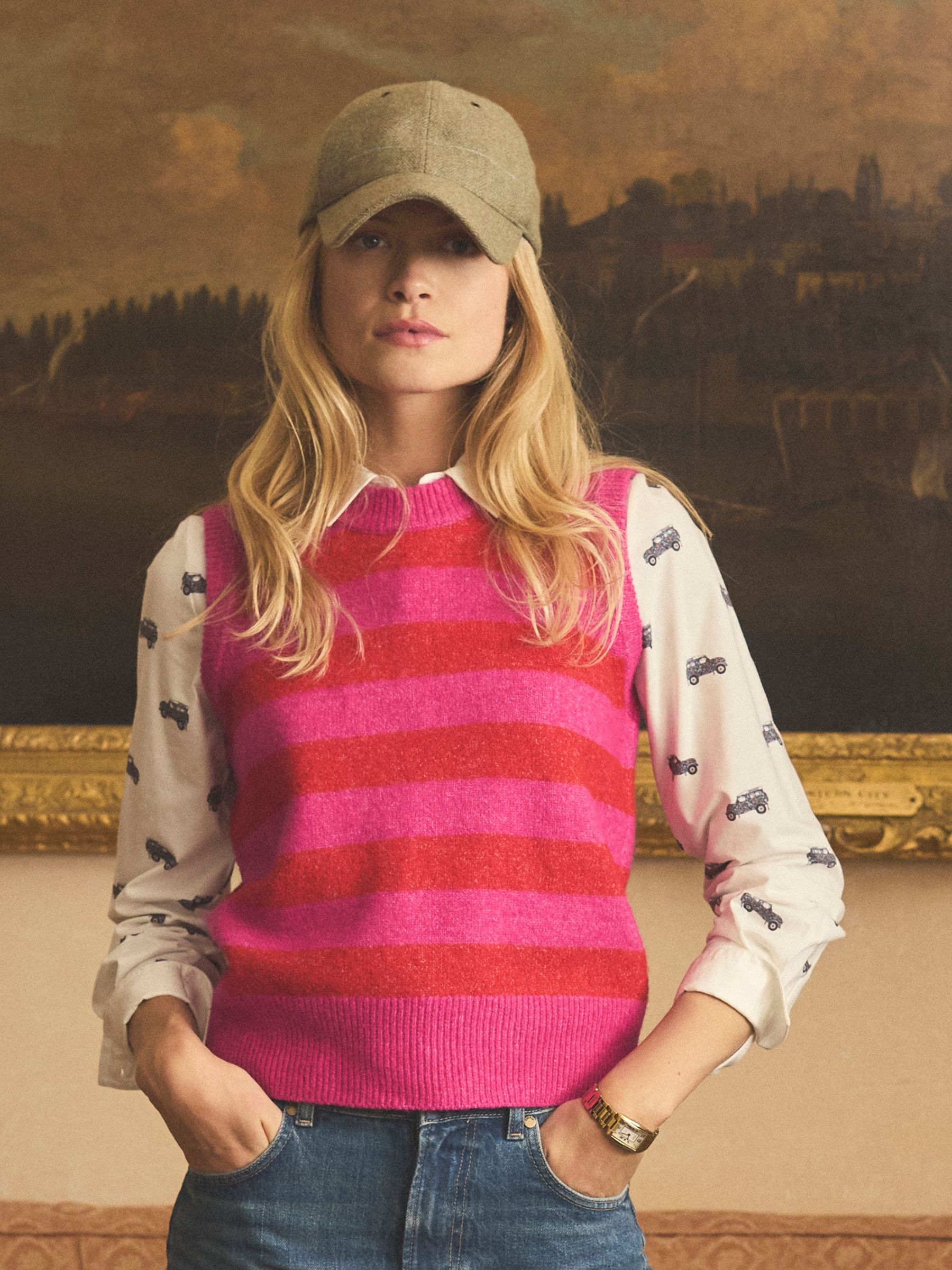 Holly Pink & Red Stripe Knitted Crew Neck Vest (AV0680) | £42