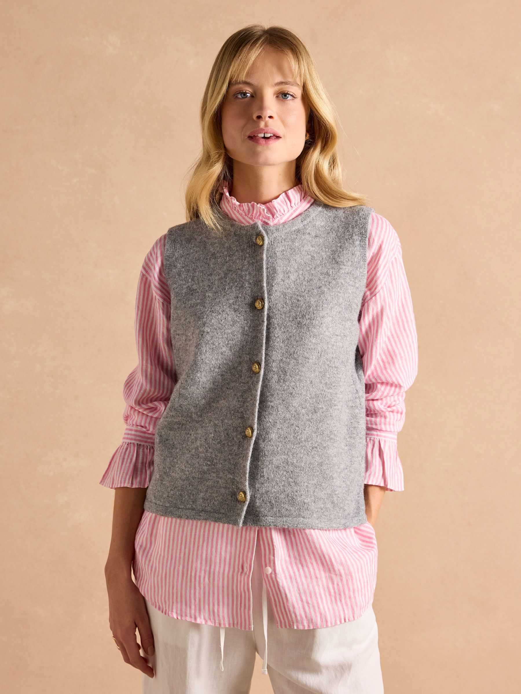 Holly Grey Button Through Knitted Vest (AV1041) | £48