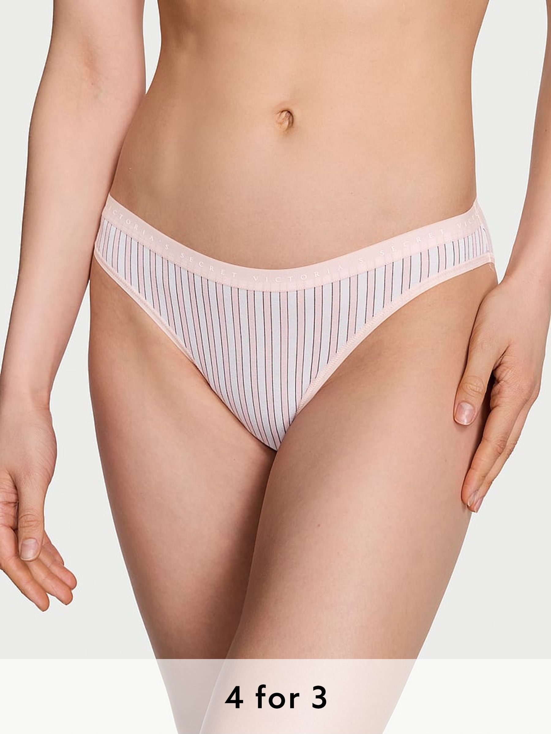 Purest Pink Stripe Bikini Knickers (AV1055) | £9